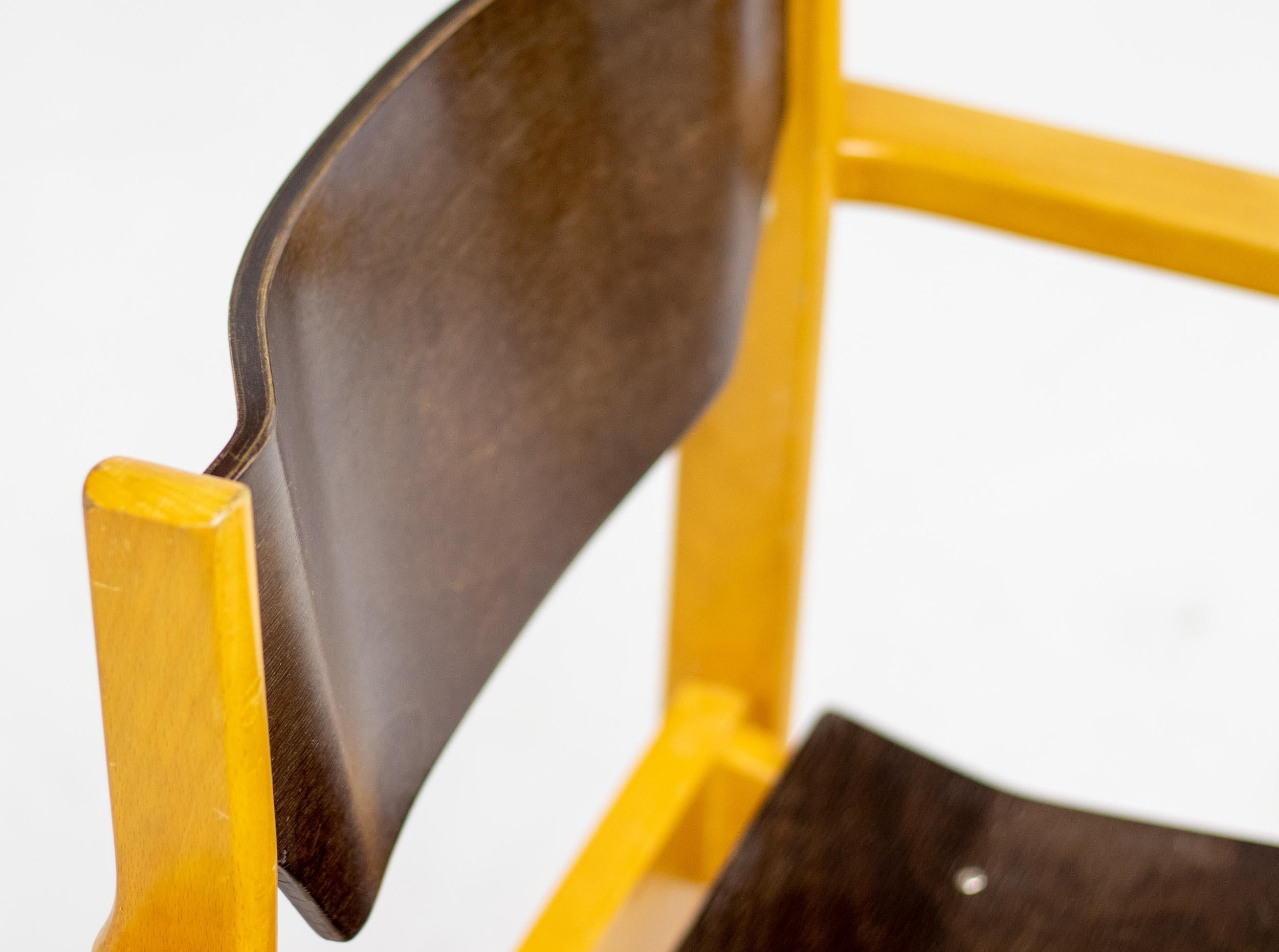 Scandinavian Modern Danish Plywood Arm Chairs For Sale