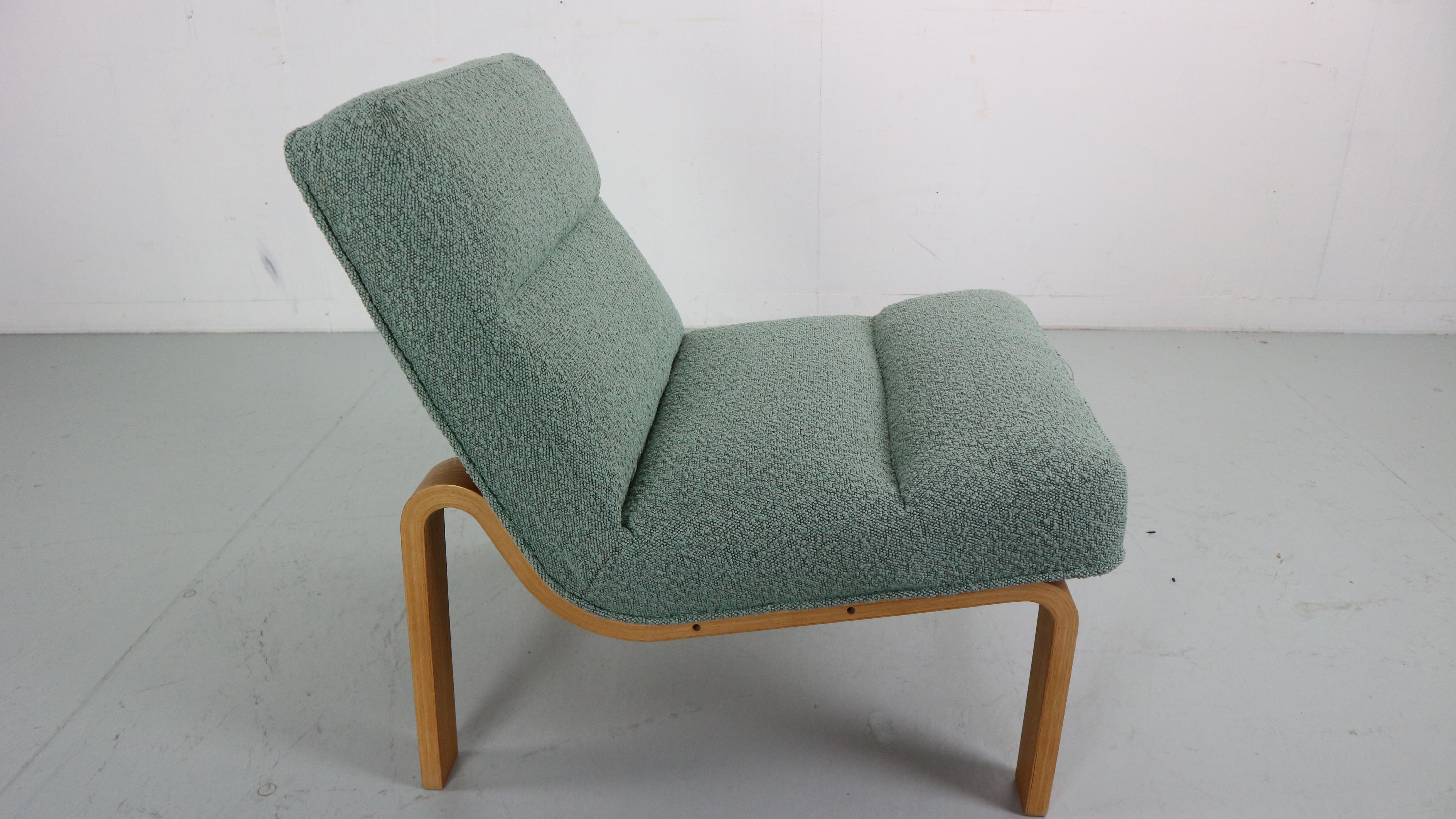 Danish Plywood Lounge Chair by Magnus Olesen,  in mint bouclé 6