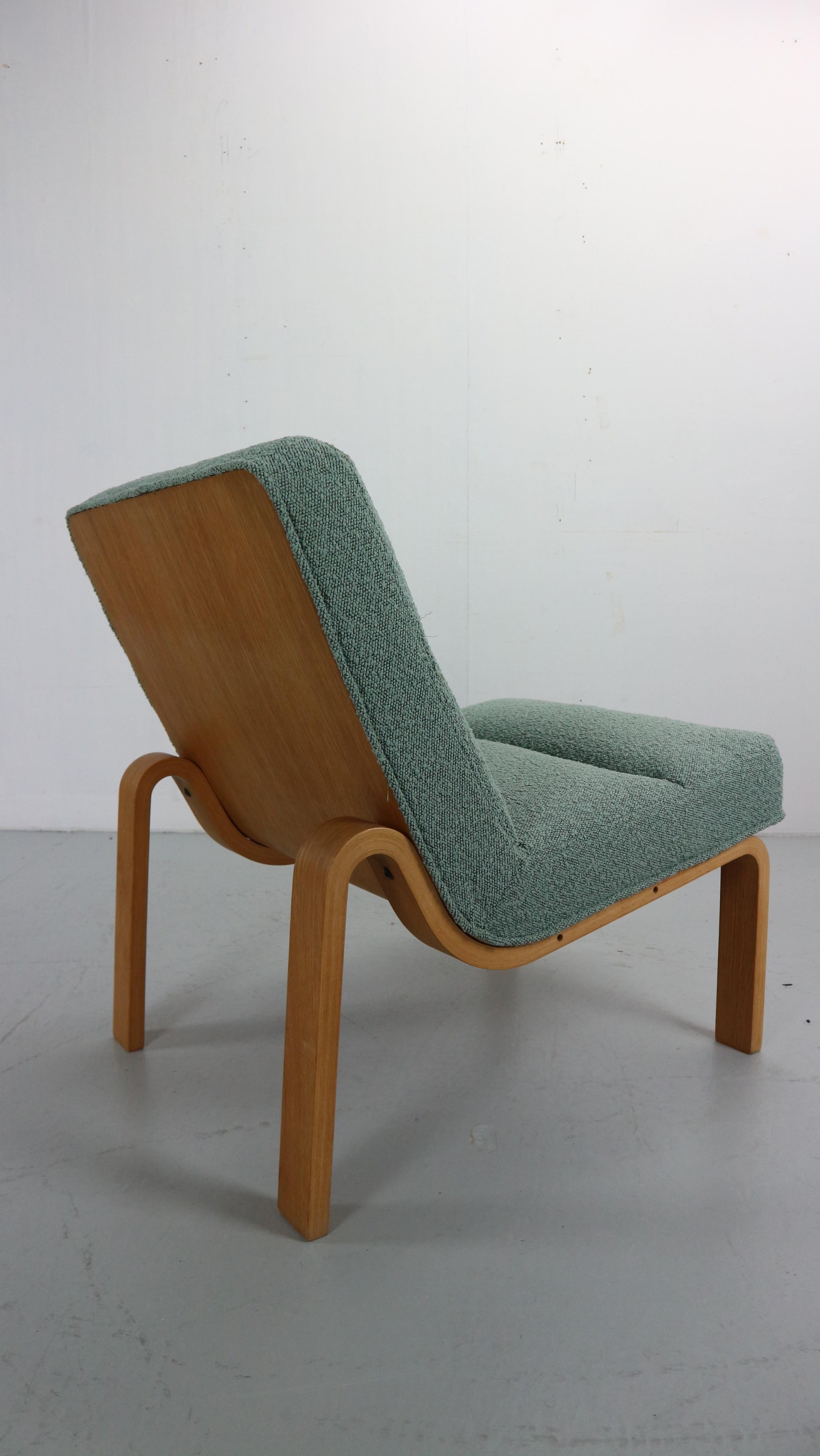 Danish Plywood Lounge Chair by Magnus Olesen,  in mint bouclé 9