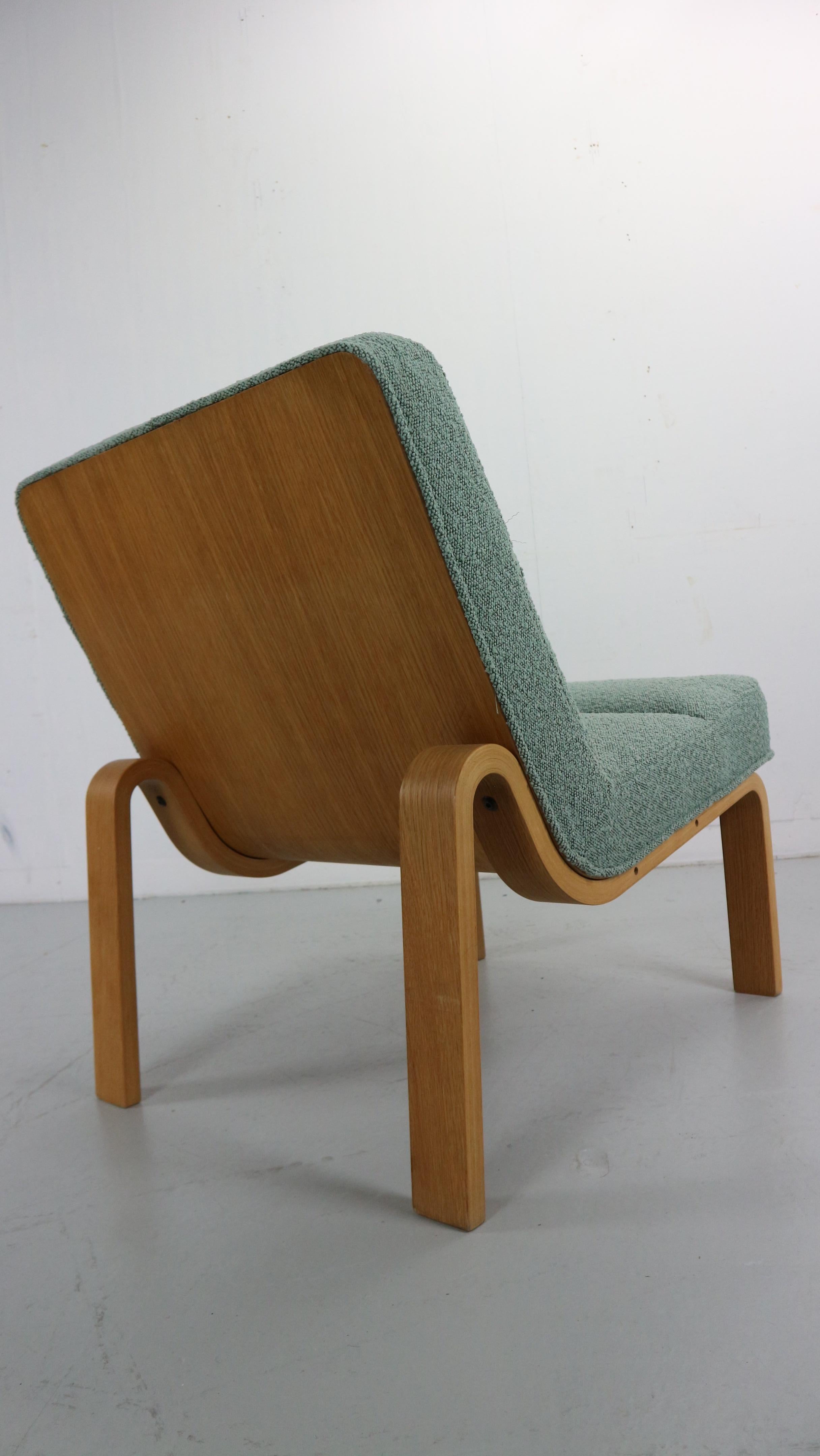 Fabric Danish Plywood Lounge Chair by Magnus Olesen,  in mint bouclé