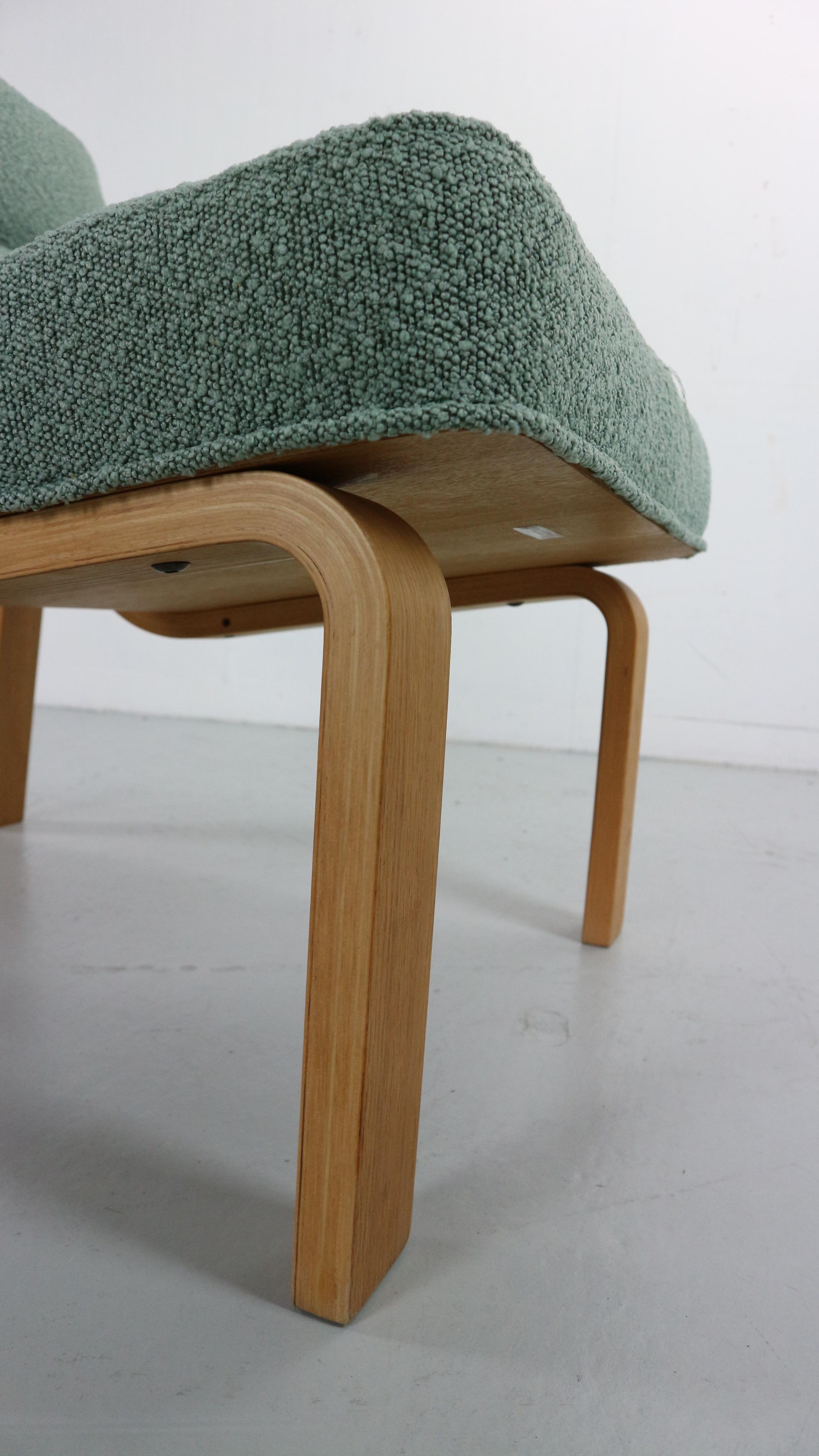 Danish Plywood Lounge Chair by Magnus Olesen,  in mint bouclé 3