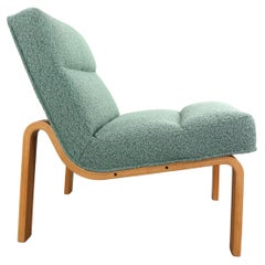 Chaise longue danoise en contreplaqué de Magnus Olesen,  en bouclé menthe 