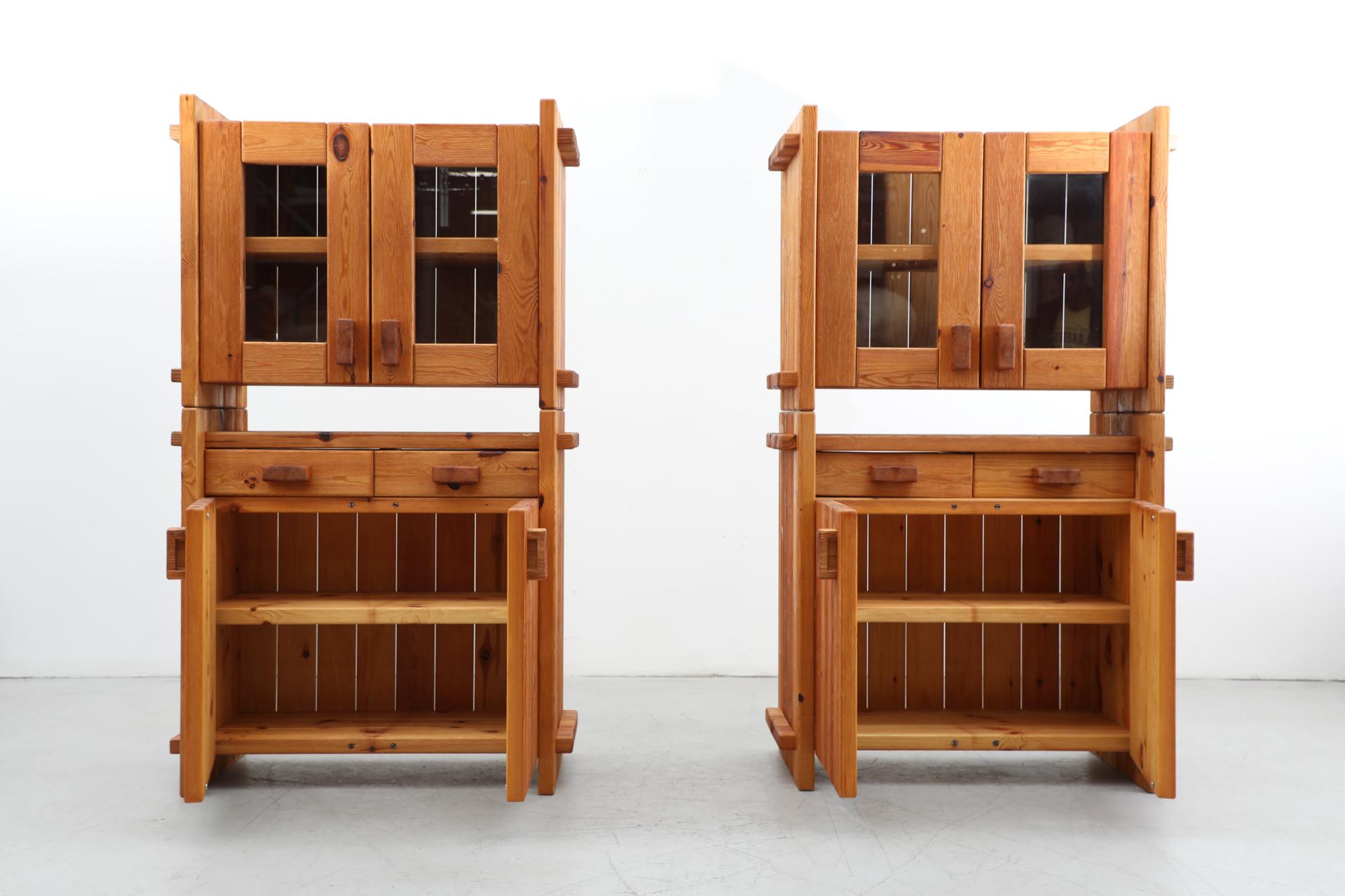 Danish Brutalist Pomeranian Pinewood Cabinets by Christian IV for Chr. 4, 1970 For Sale 10