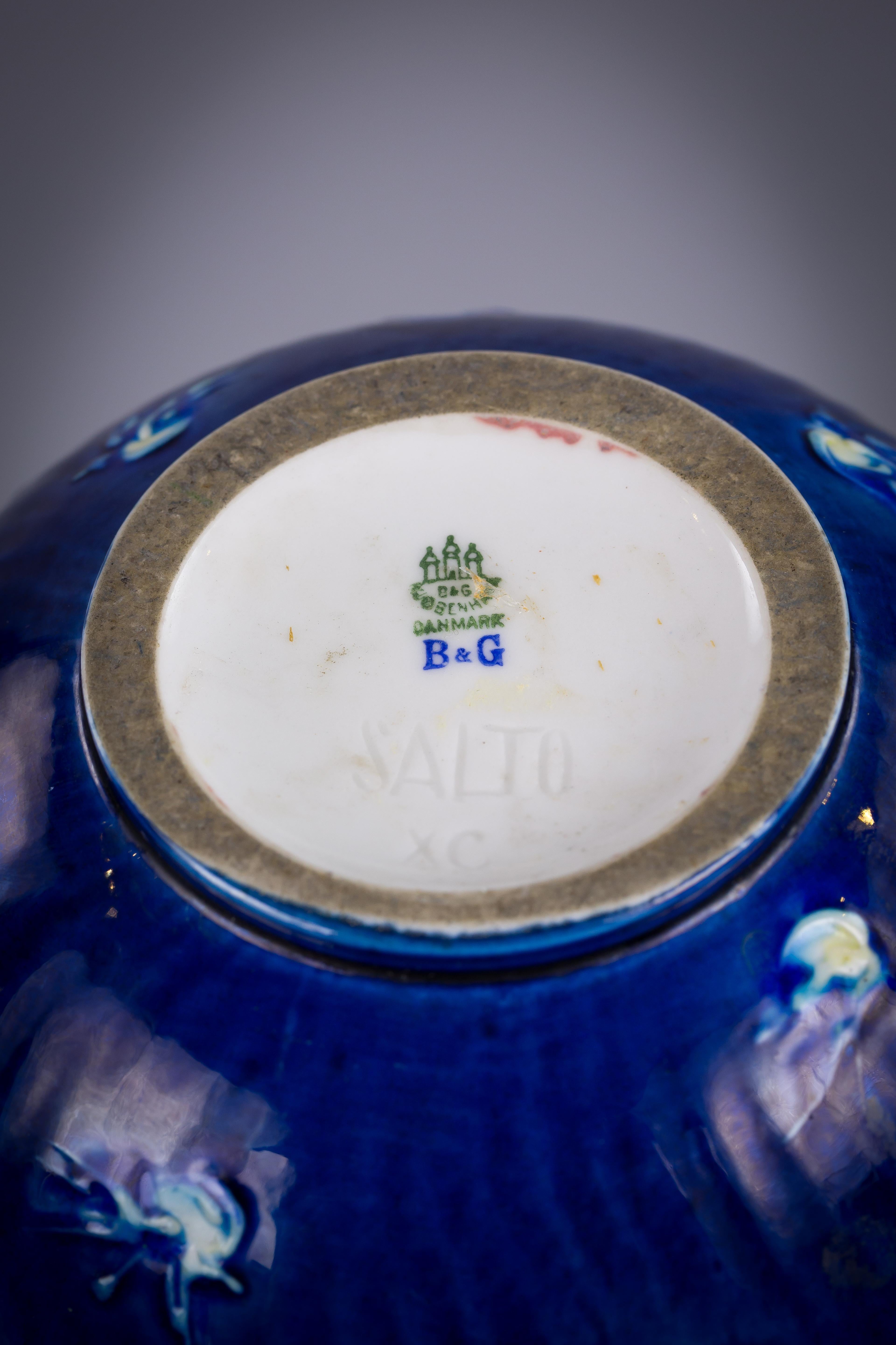 Vaso a tre zucche in porcellana danese smaltata blu, Bing e Grondahl, 1925 circa In condizioni ottime in vendita a New York, NY