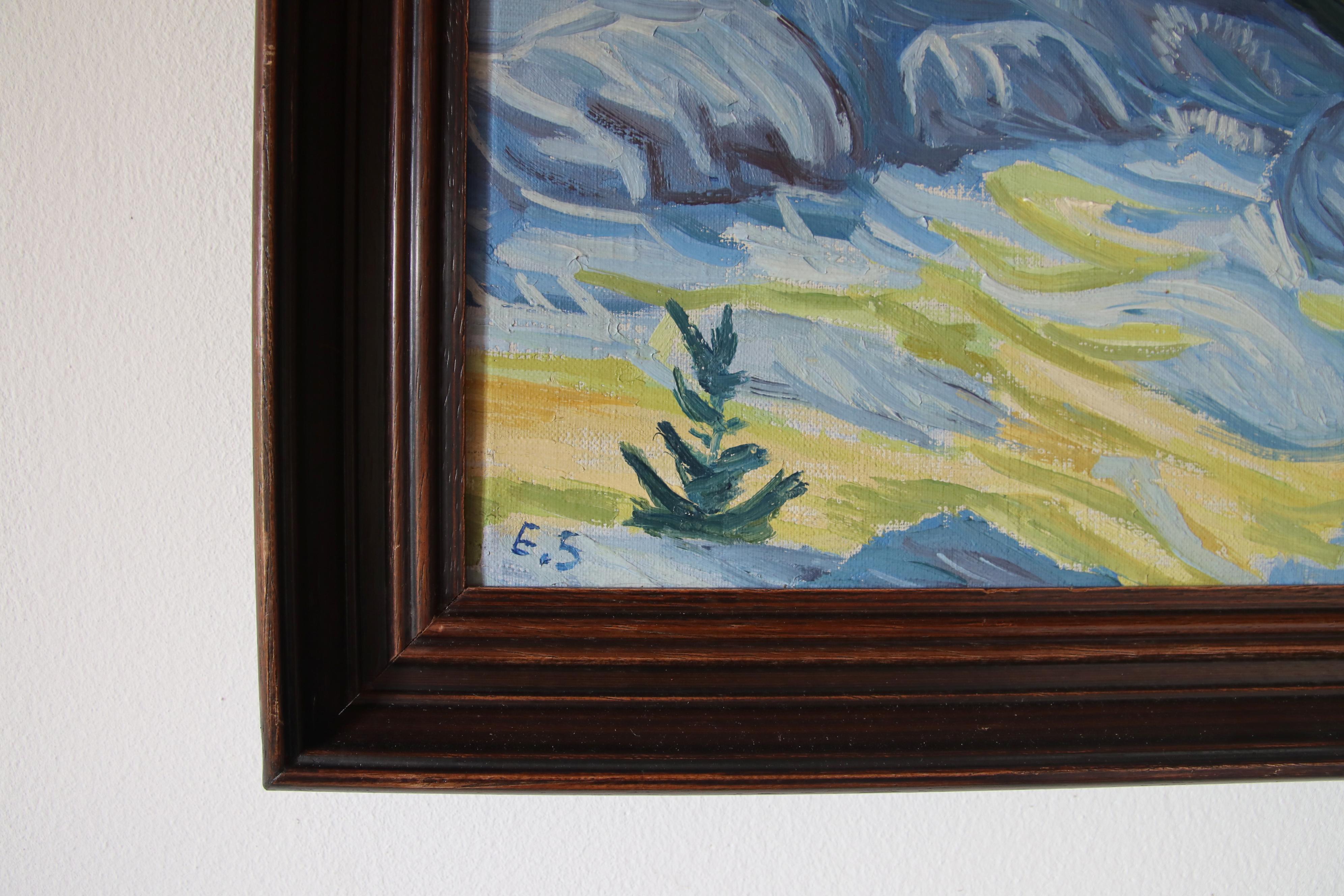 Expressionniste Peinture à l'huile post-impressionniste danoise par E.S. de Horsens en vente