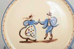 Danish Pottery Studio. Three plates with dancing couples c. 1940/50s.