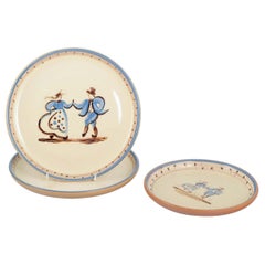 Danish Pottery Studio. Three plates with dancing couples c. 1940/50s.