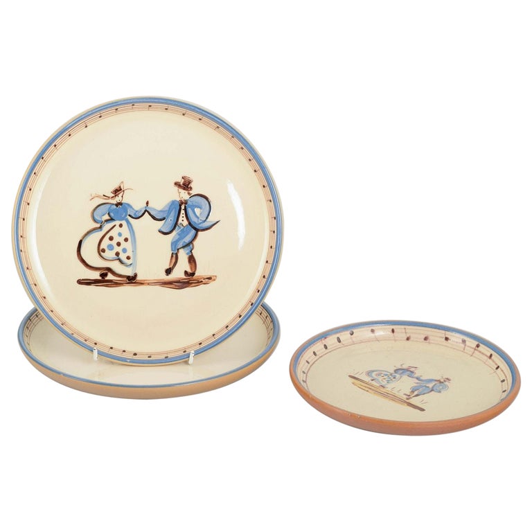 Dänisches Studio für Töpferwaren. Drei Tafeln mit tanzenden Paaren, ca. 1940/50er Jahre. im Angebot bei 1stDibs Deutschland