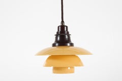 Danish Poul Henningsen Art Deco Pendant PH 2/2 with Yellow Glass Shades, 1930s