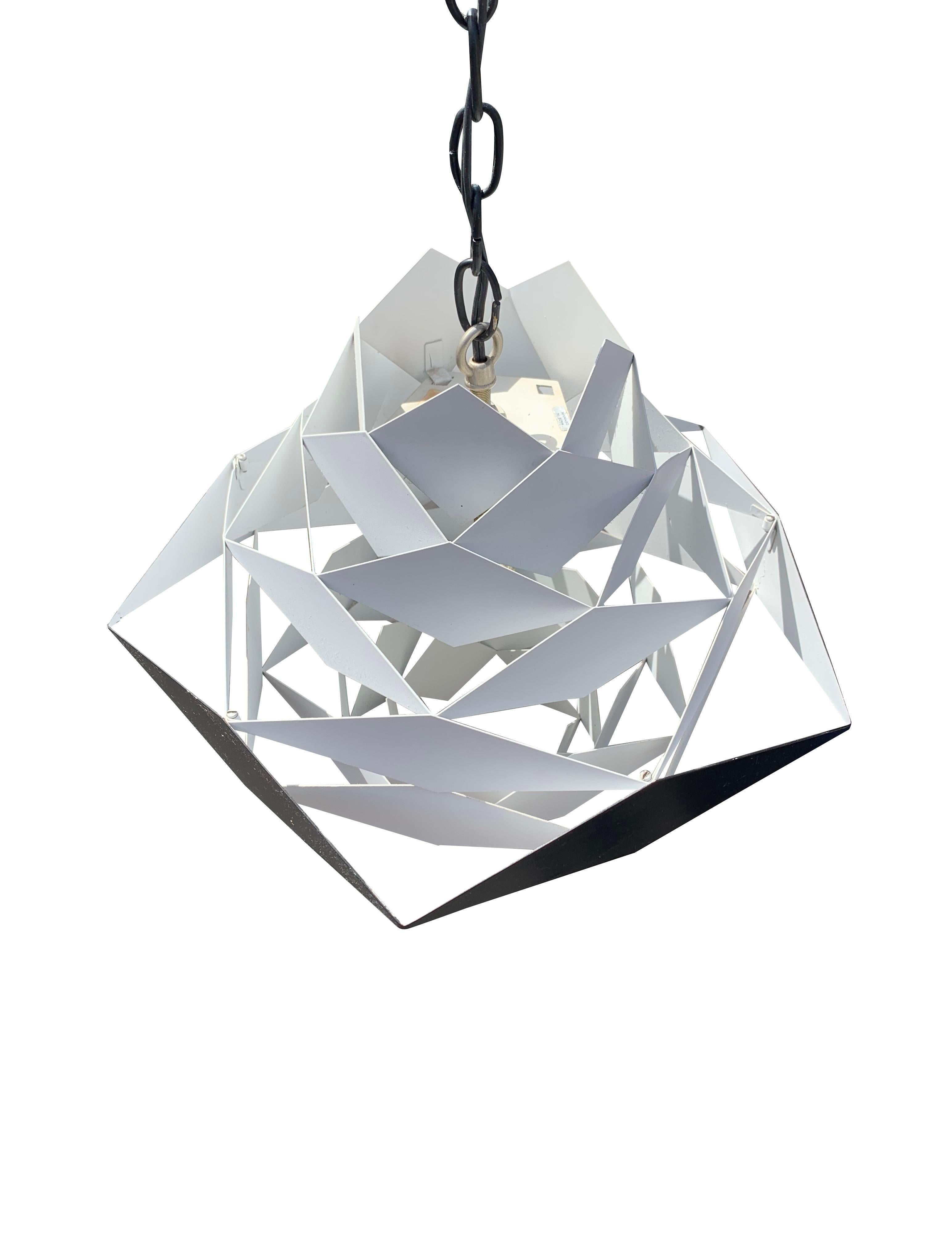 Danish 1960s Preben Dahl Symfoni Scandinavian Geometry, Enameled Steel Hanging Lamp For Sale