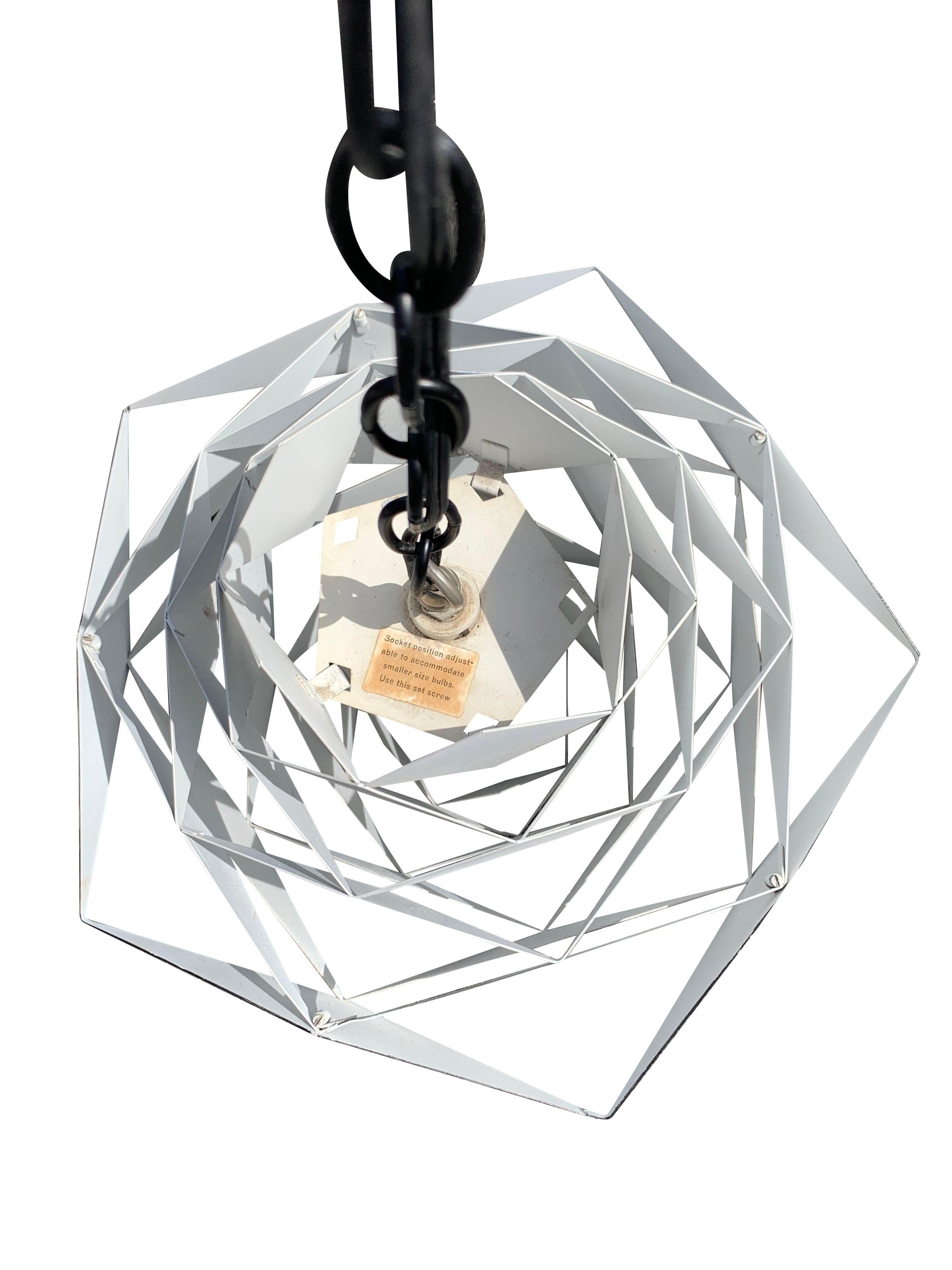 1960s Preben Dahl Symfoni Scandinavian Geometry, Enameled Steel Hanging Lamp In Good Condition For Sale In Saddle River, NJ