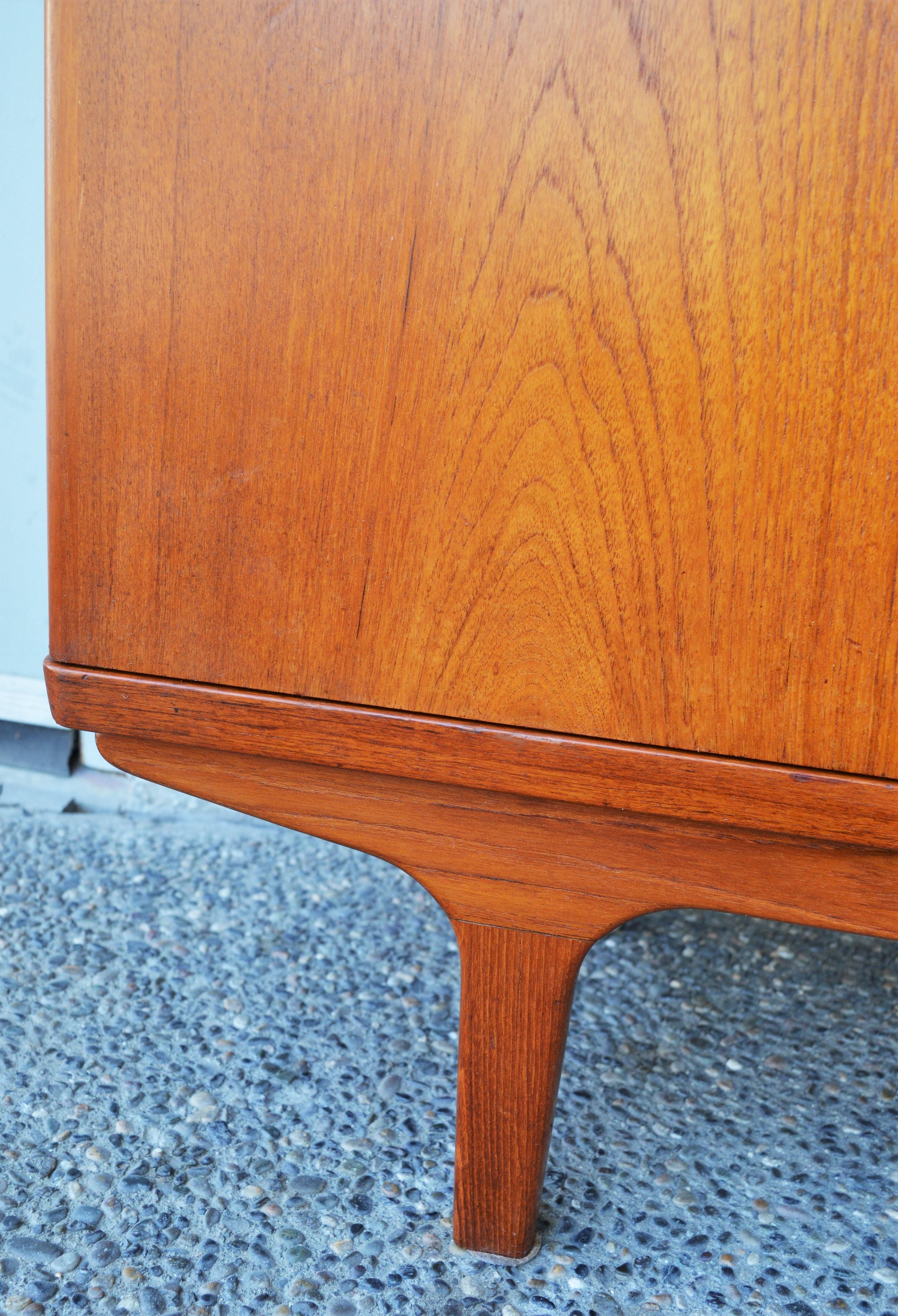 Danish Quality Teak Taller Credenza with Flared Pulls by Lyby Mobler, 1960s 5