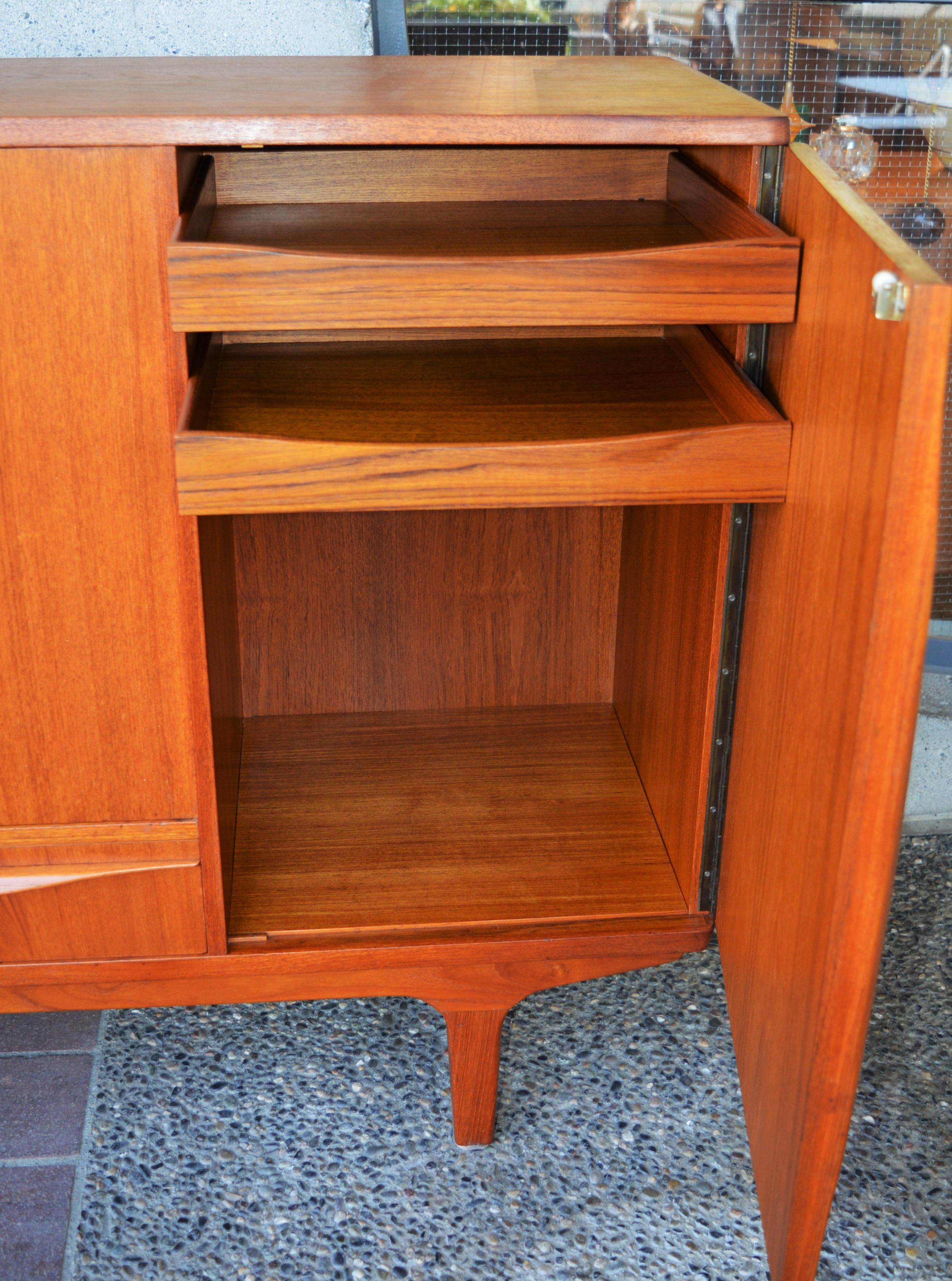 Danish Quality Teak Taller Credenza with Flared Pulls by Lyby Mobler, 1960s 3