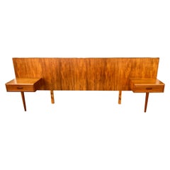 Danish Queen Size Teak Headboard with attached Nightstands