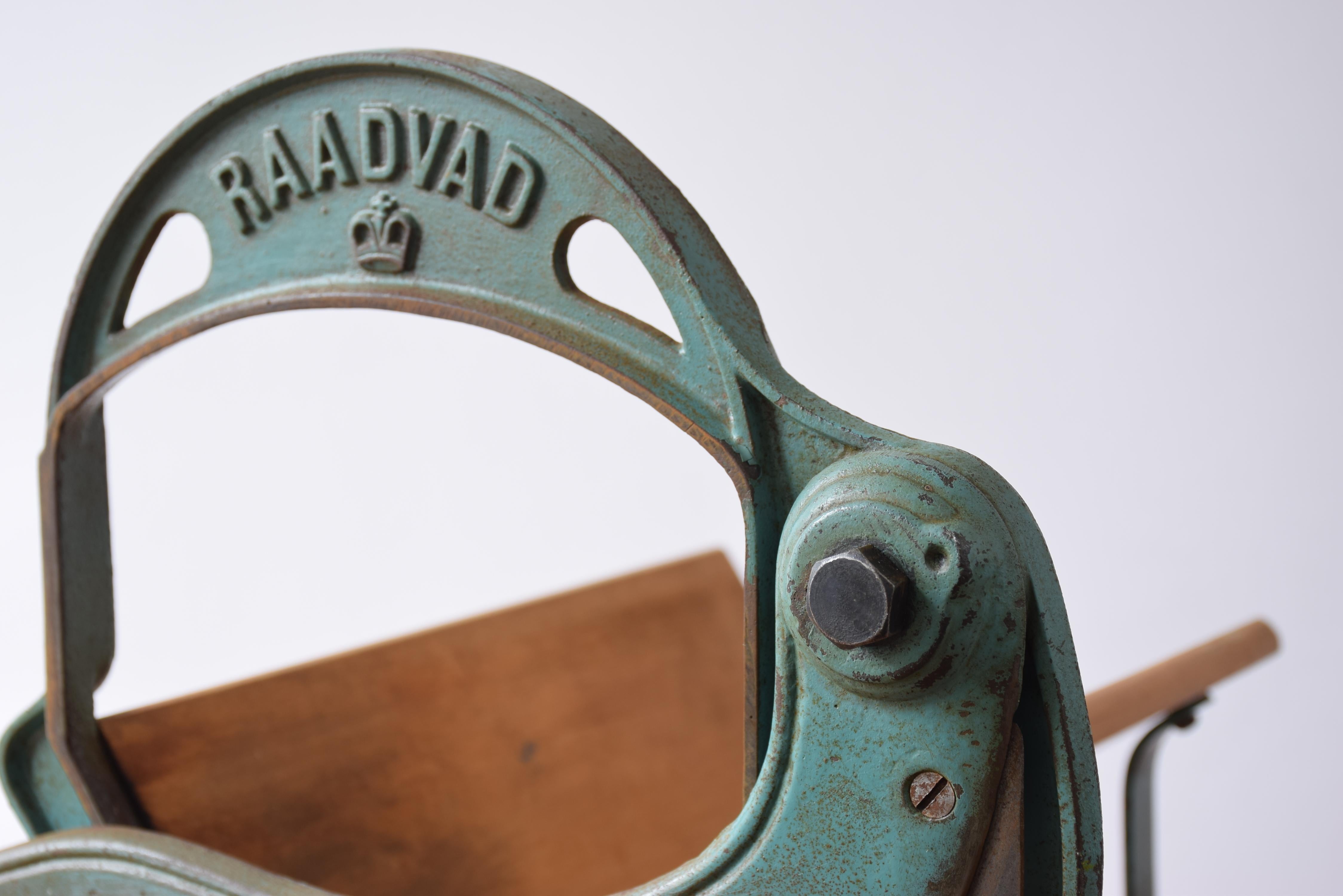 Danish Raadvad Bread Slicer Art Nouveau Style in Blue with Great Patina, 1920s For Sale 3