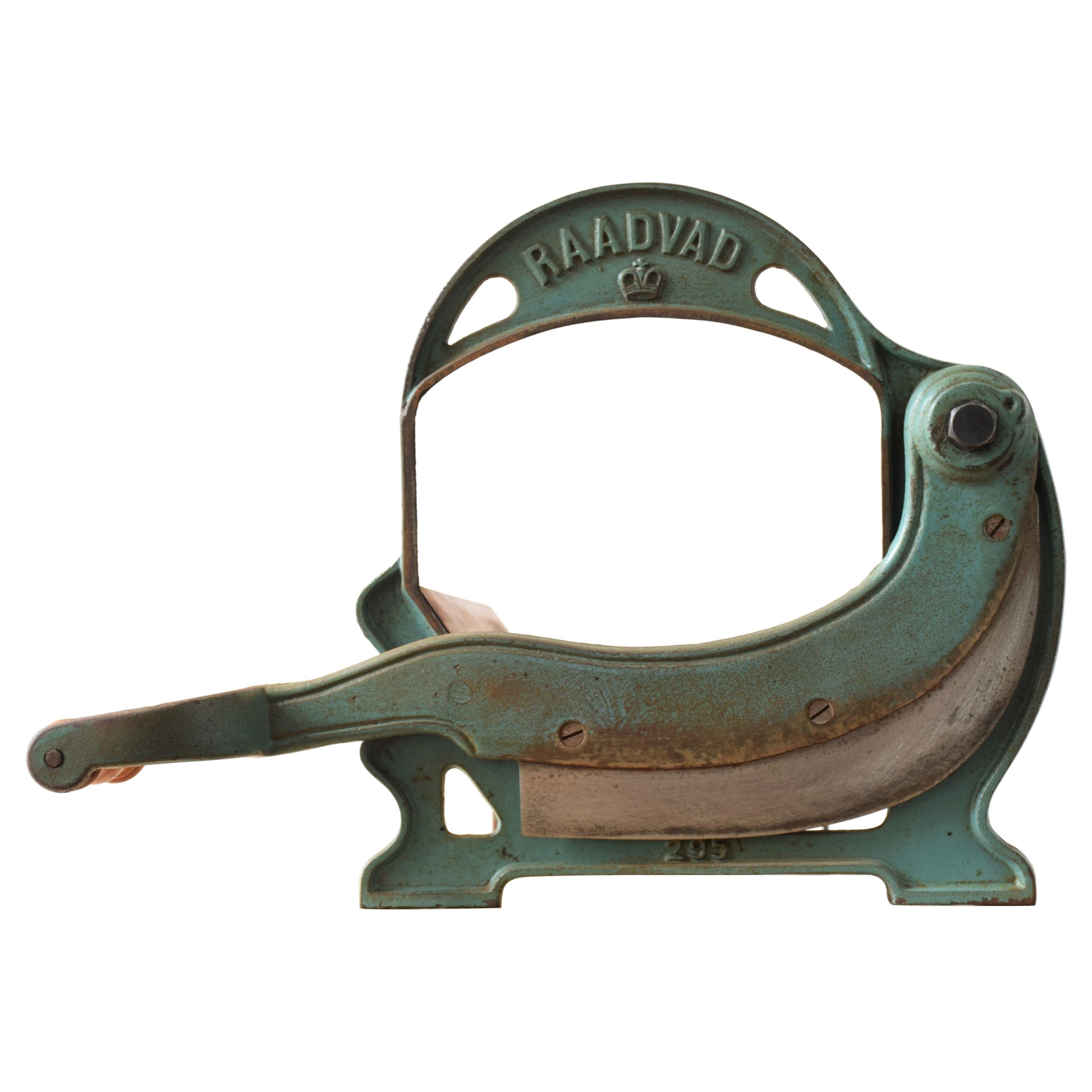 Danish Raadvad Bread Slicer Art Nouveau Style in Blue with Great Patina, 1920s