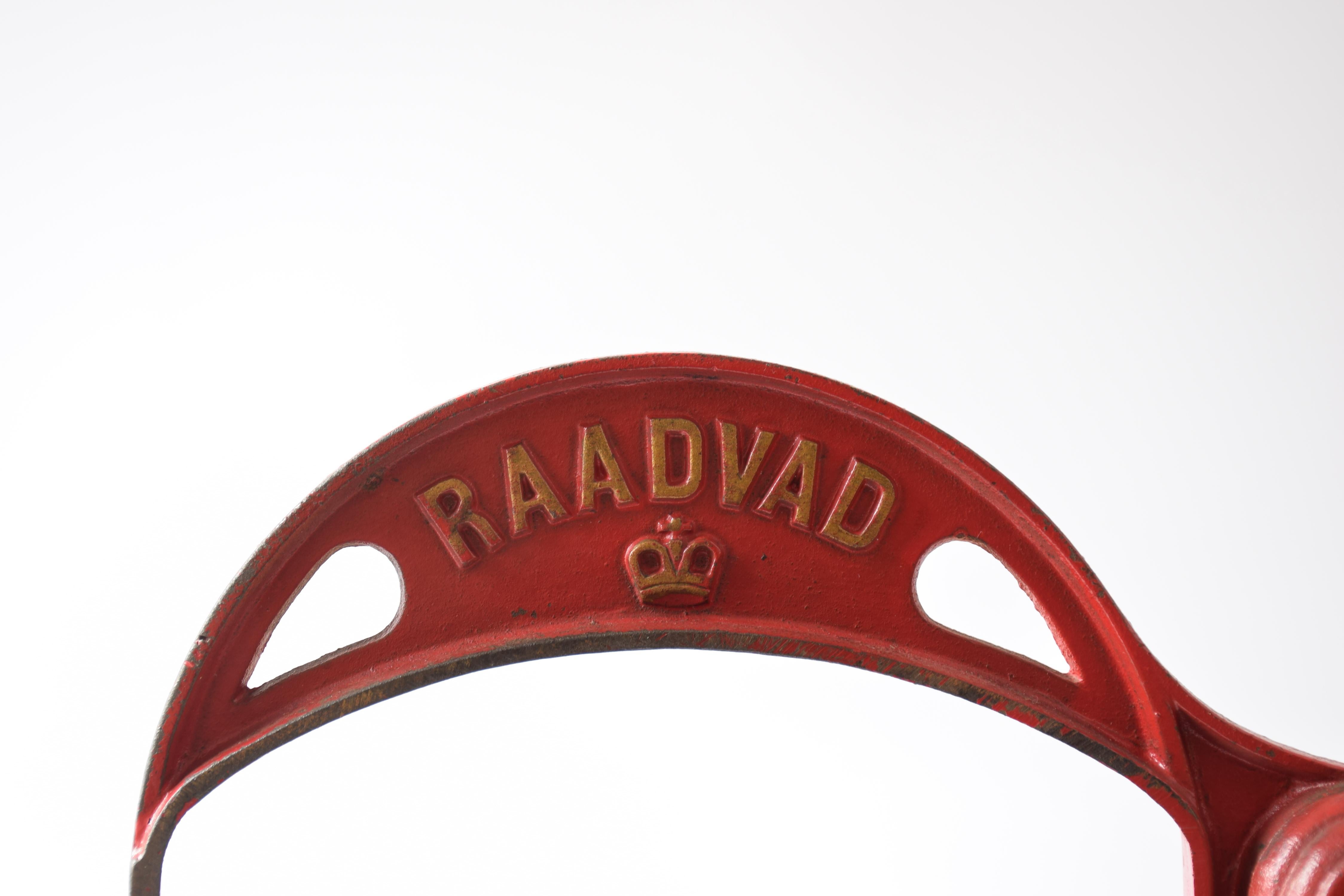 Early 20th Century Danish Raadvad Bread Slicer Art Nouveau Style in Red with Great Patina, 1920s For Sale