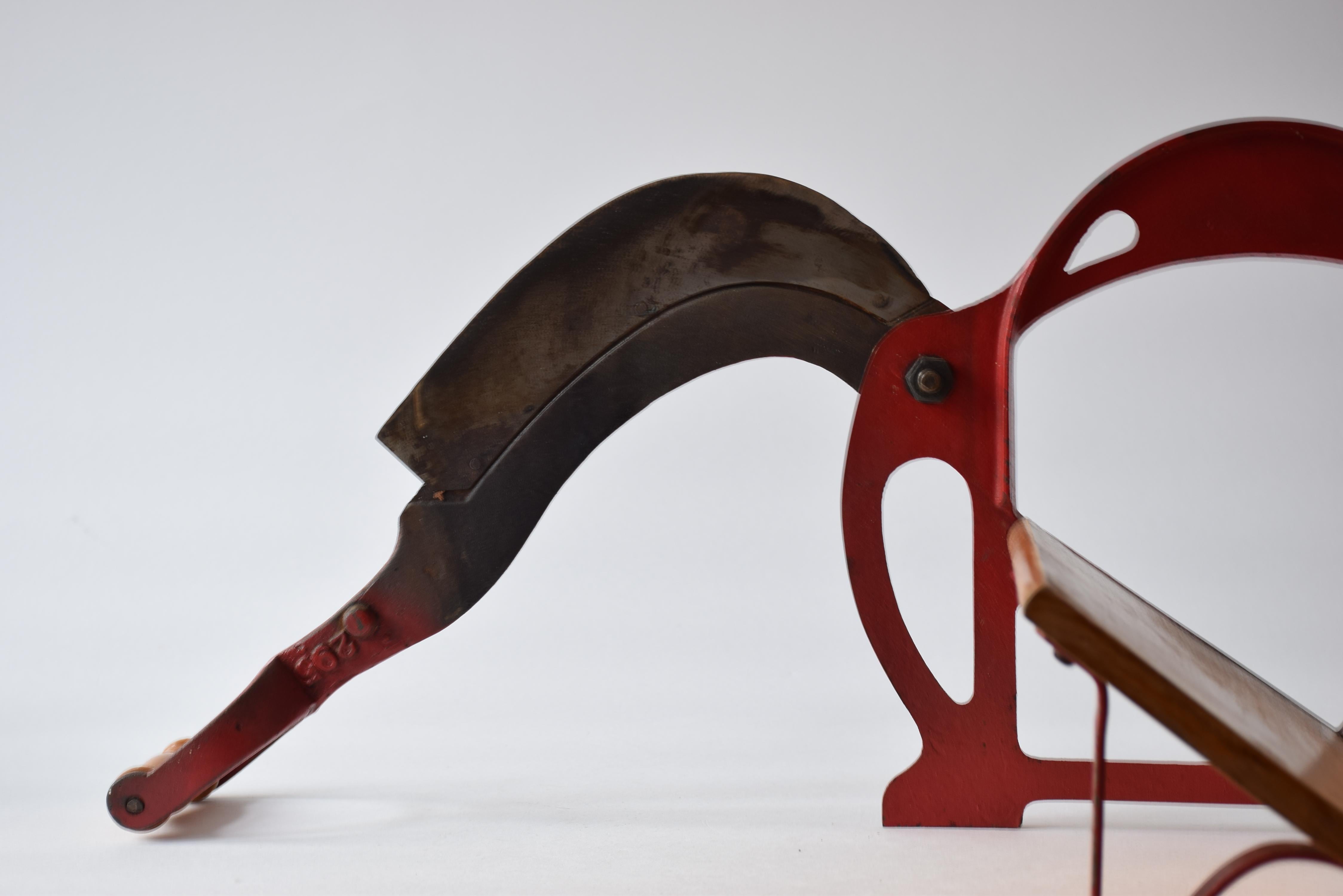 Steel Danish Raadvad Bread Slicer Art Nouveau Style in Red with Great Patina, 1920s For Sale