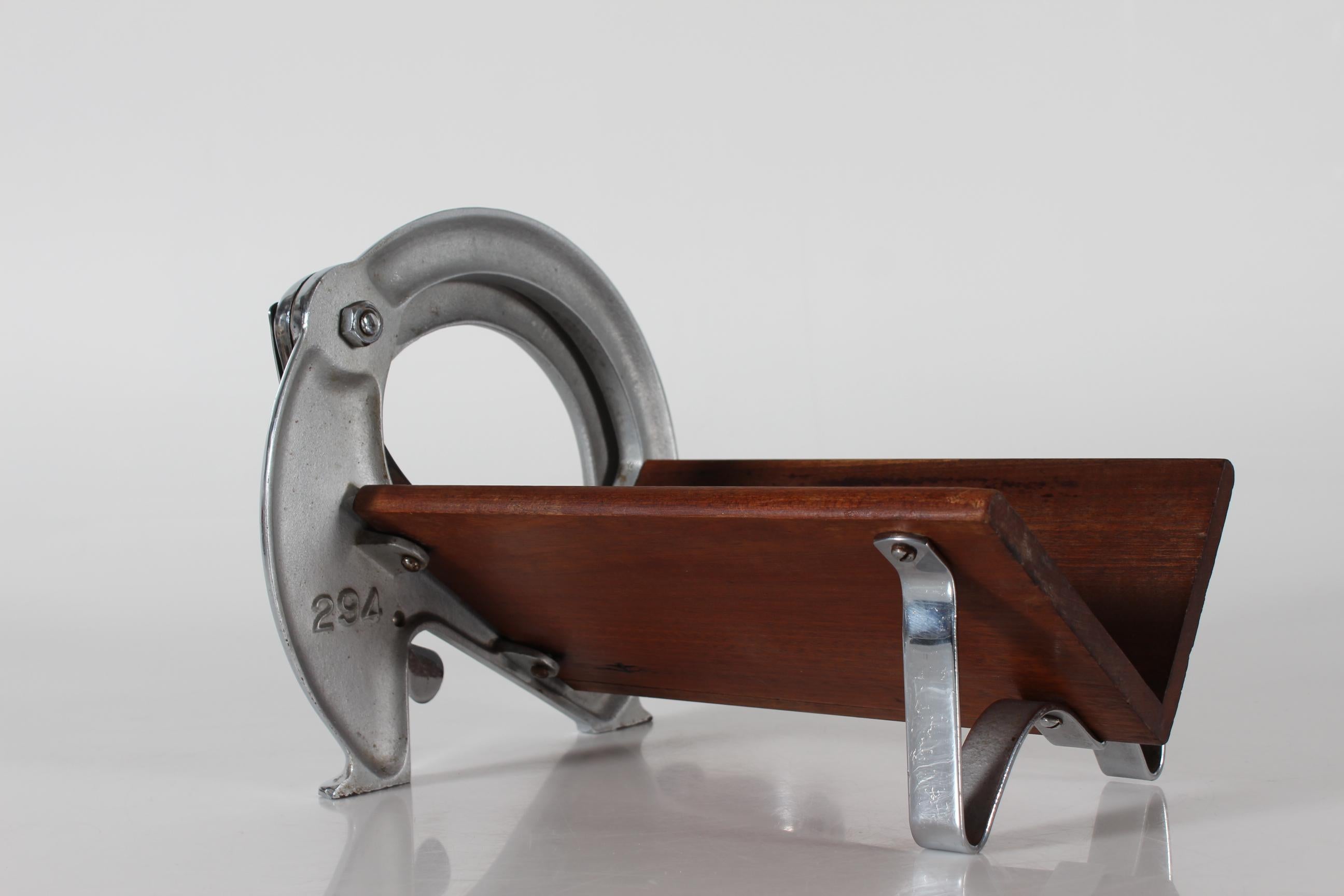 Danish Raadvad Bread Slicer Model 294 Long Version Chromium and Mahogany 1950s For Sale 2