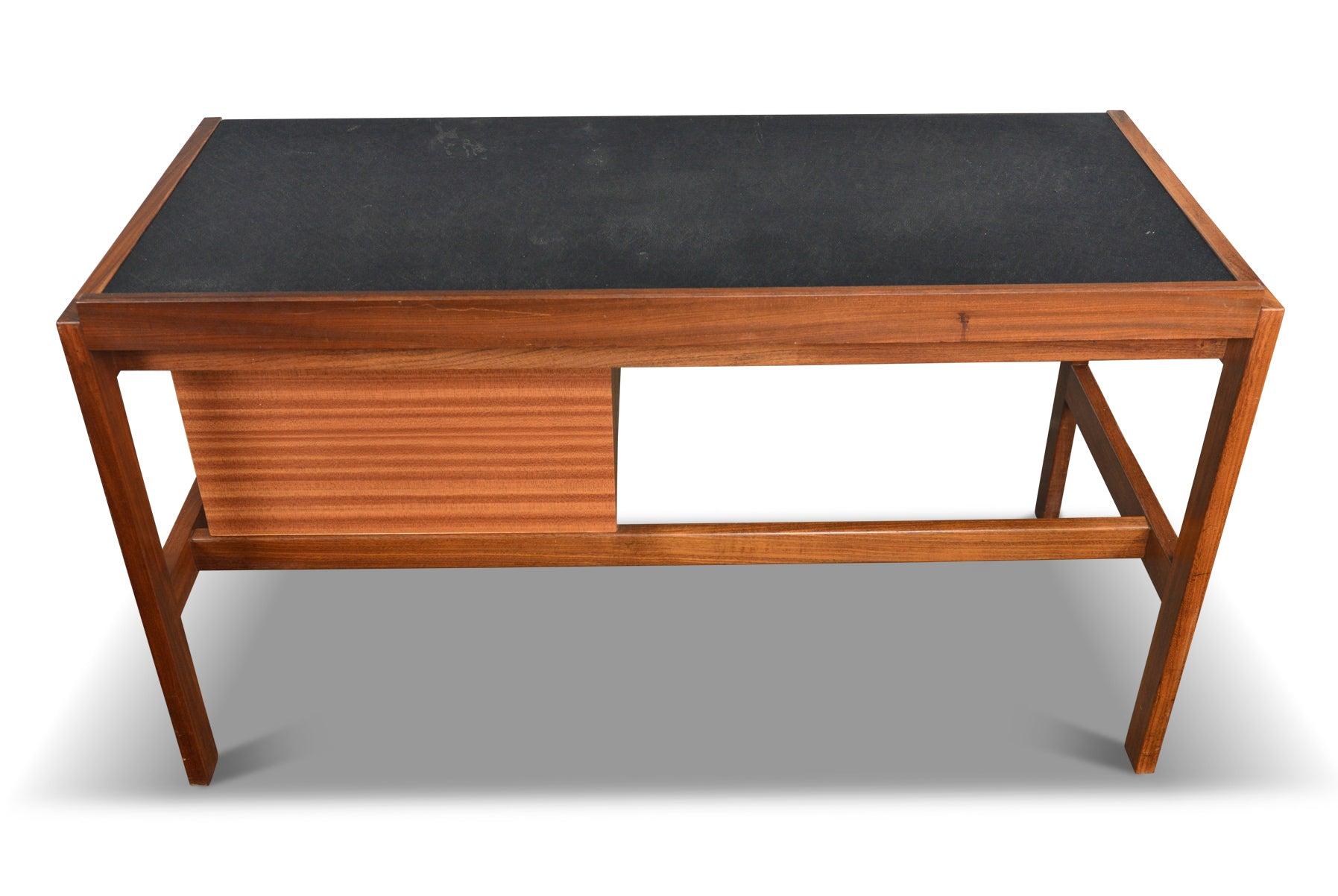 Mid-Century Modern Danish Range Teak + Leather Desk by Ib Kofod Larsen