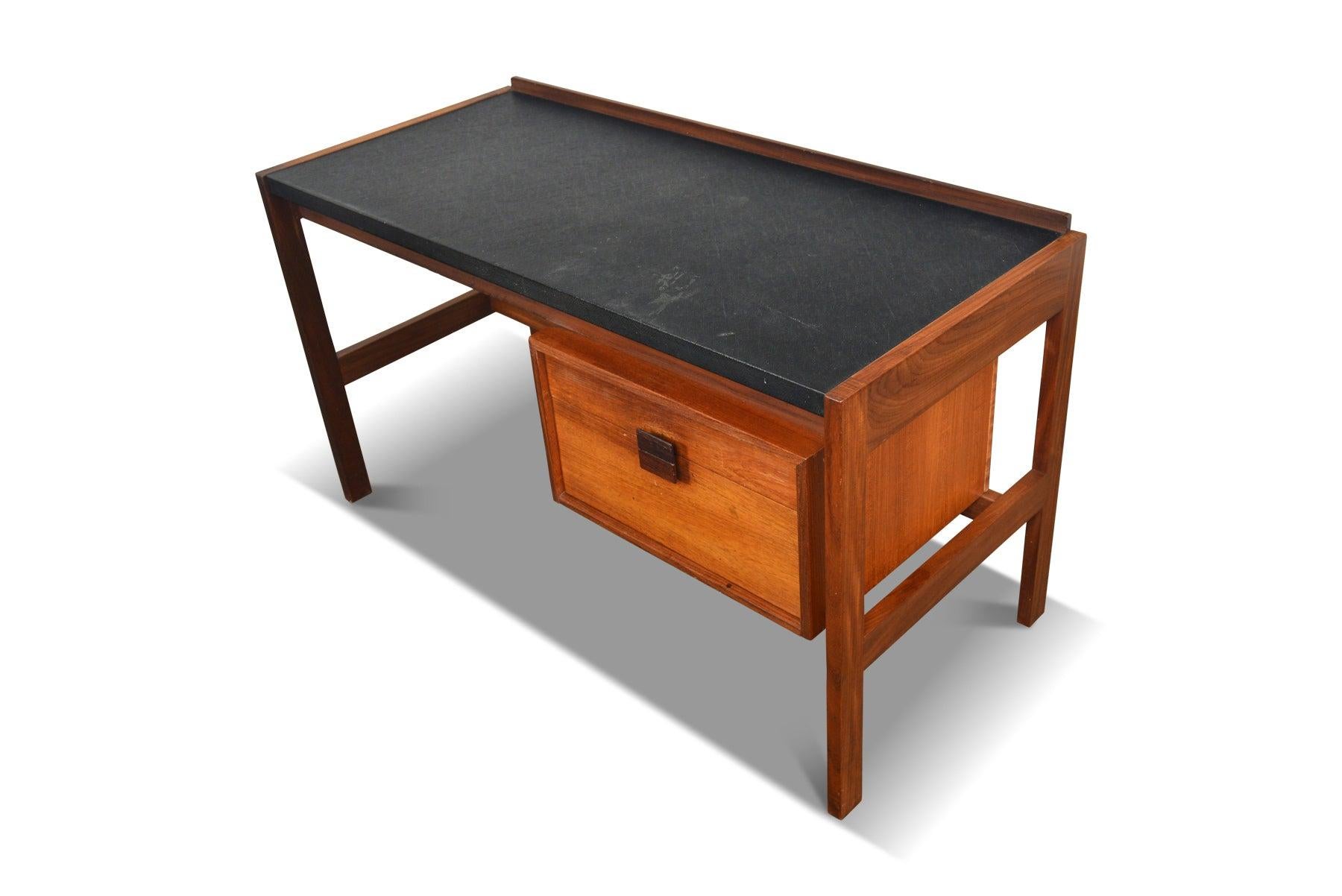 English Danish Range Teak + Leather Desk by Ib Kofod Larsen