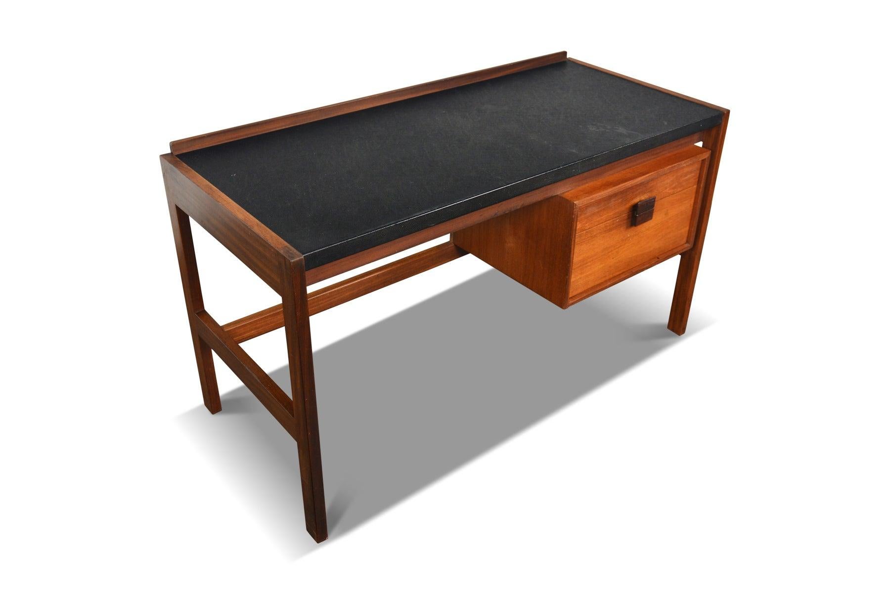 20th Century Danish Range Teak + Leather Desk by Ib Kofod Larsen