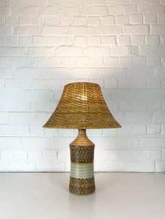 Danish Rattan stoneware table lamp Søholm Stentøj Ceramic Organic Mid-Century