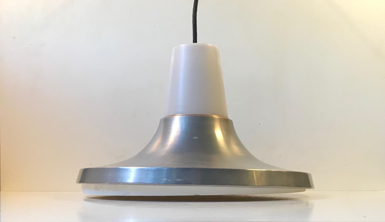 Scandinavian Modern Danish Raw Aluminium Pendant Lamp from Nordisk Solar, 1960s For Sale