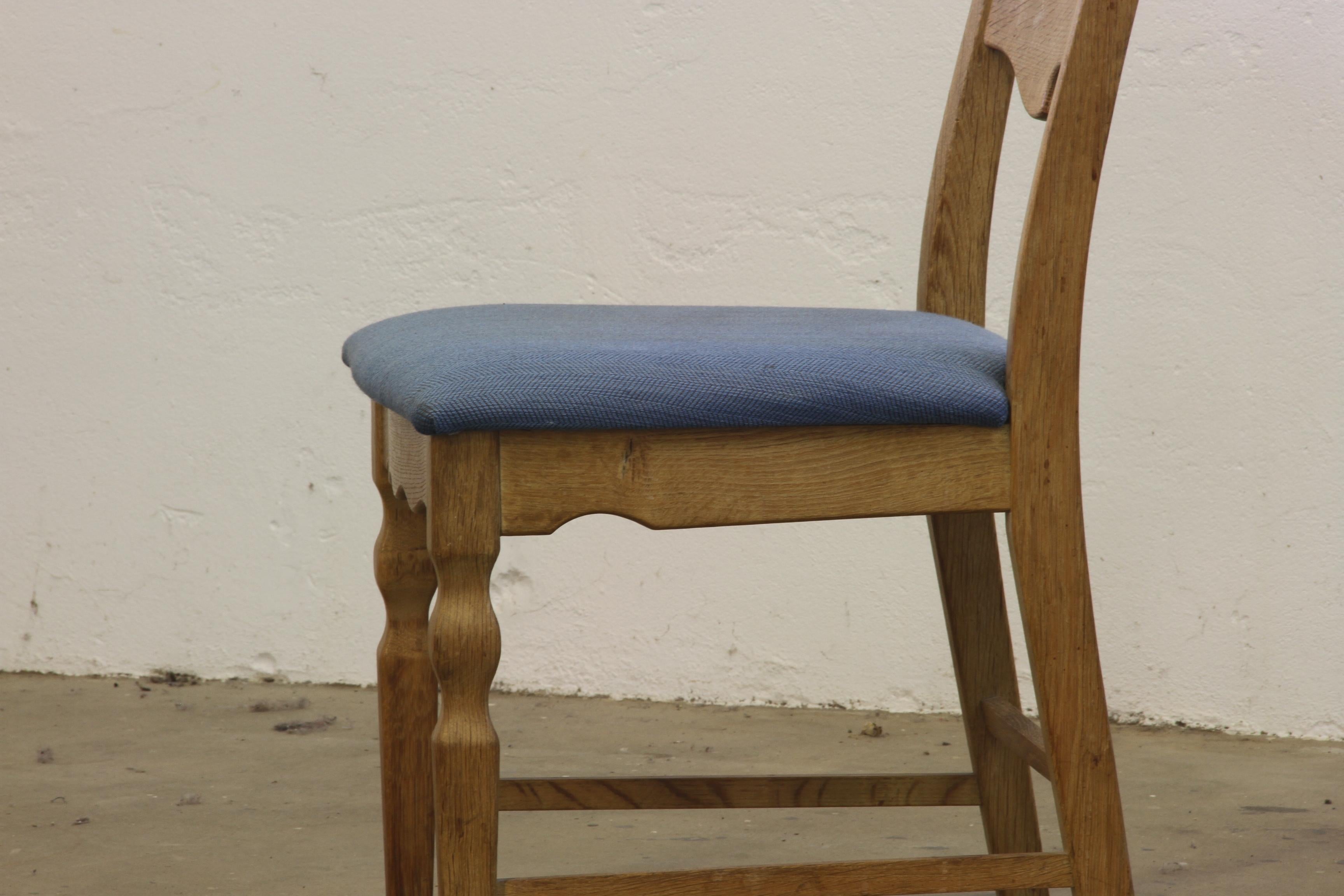 Sedie danese Razorblade Highback in Oak Light di Henning Kjærnulf, anni '60, set 8 in vendita 4