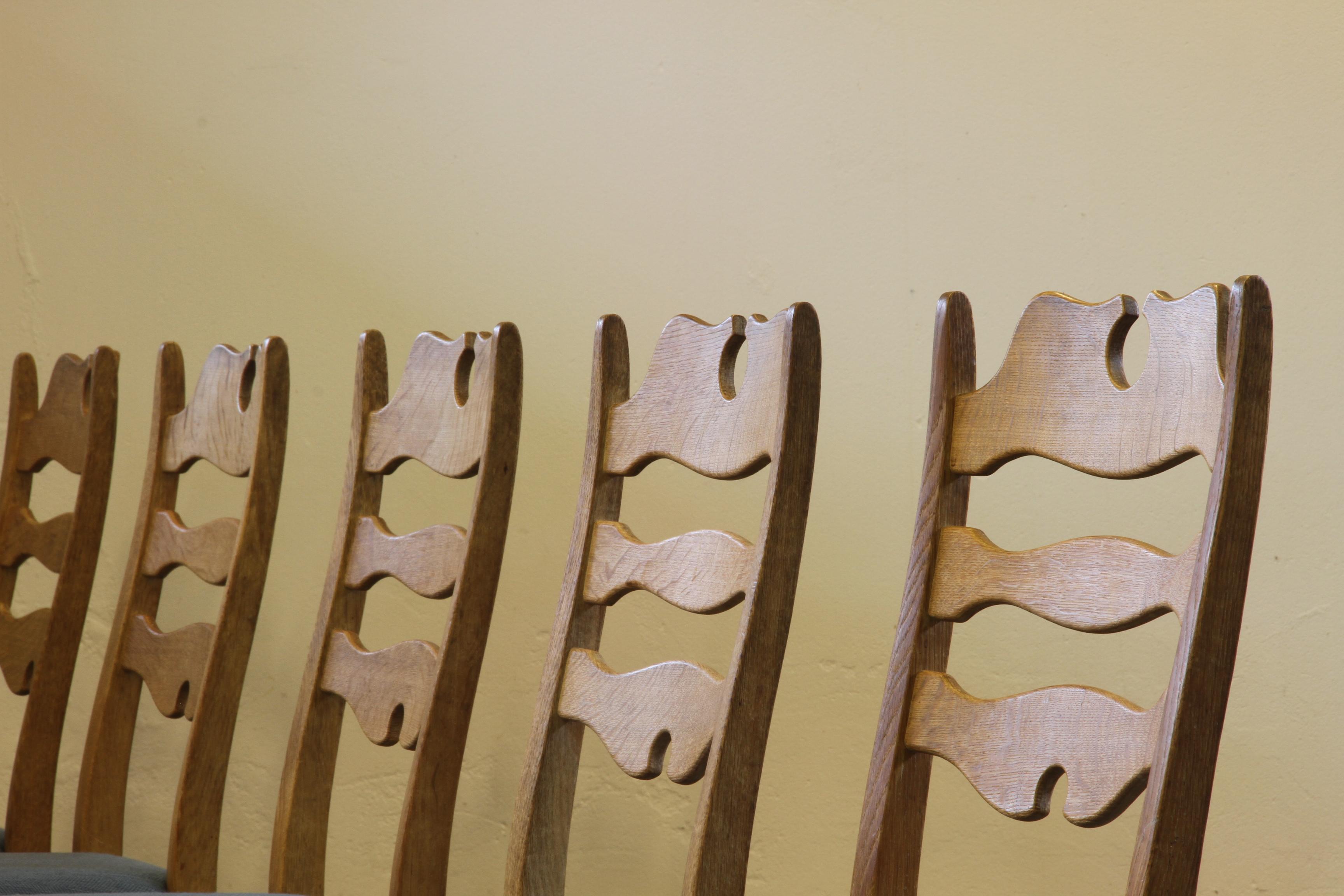 Fine XX secolo Sedie danese Razorblade Highback in Oak Light di Henning Kjærnulf, anni '60, set 8 in vendita