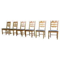 Chaises hautes danoises Razorblade en Oak Light par Henning Kjærnulf, 1960s, Set 8