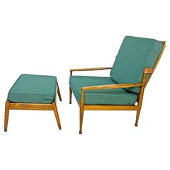 Danish Reclining Lounge Chair and Ottoman, Circa 1960s