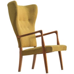 Danish Wingback Chair with Original Upholstery