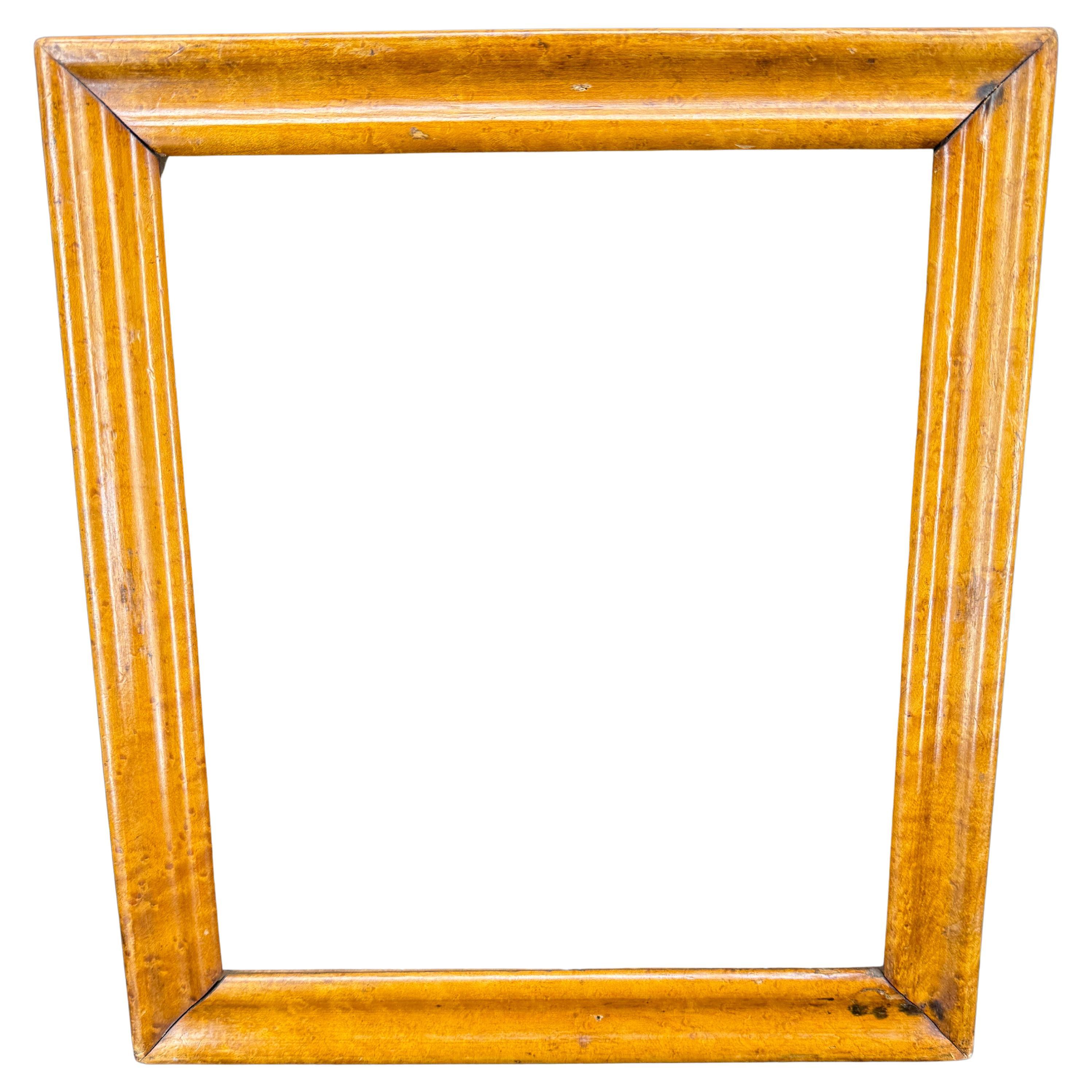 Hand-Carved Danish Rectangular Empire Burl Wood Art Frame For Sale