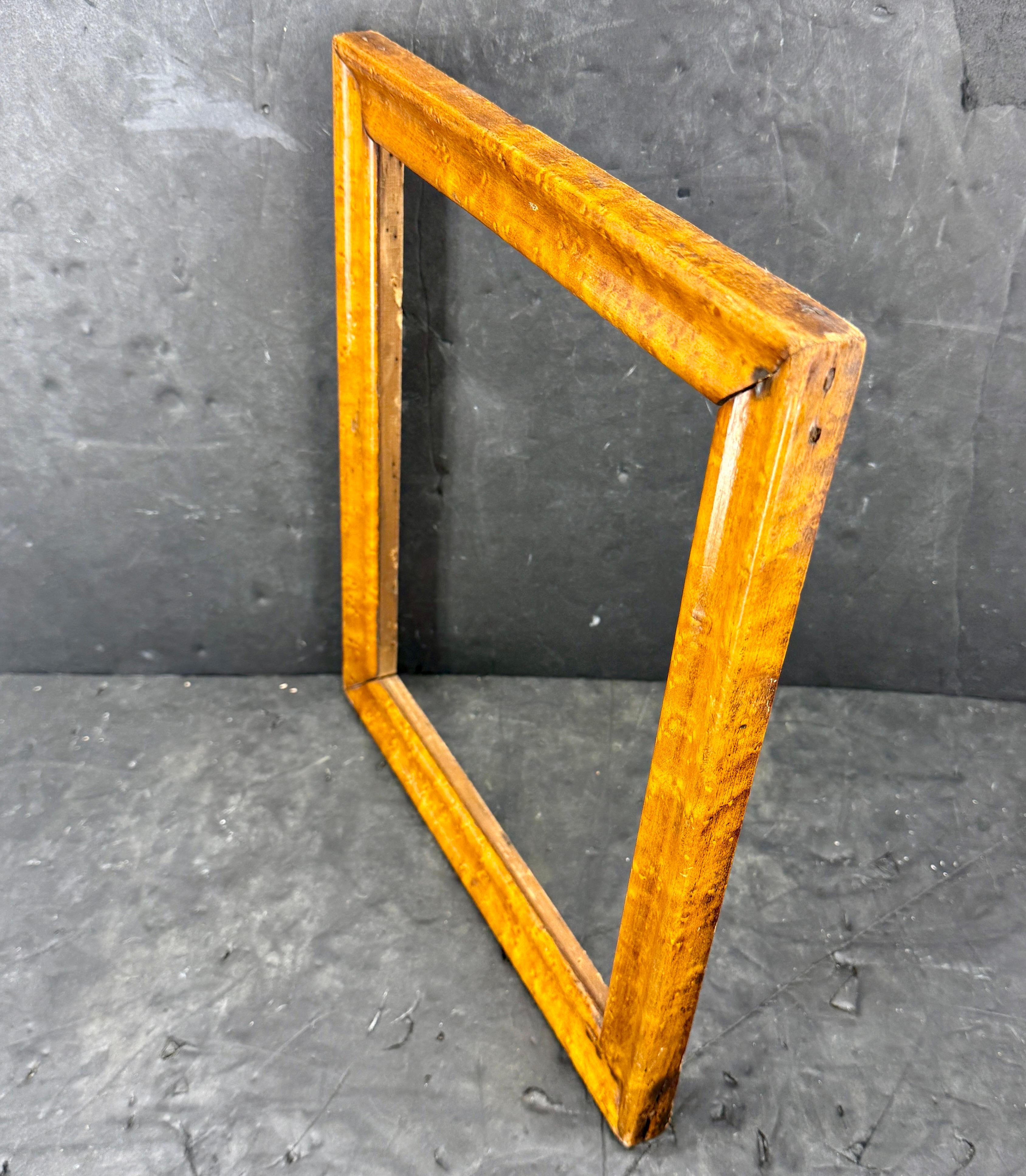 19th Century Danish Rectangular Empire Burl Wood Art Frame For Sale