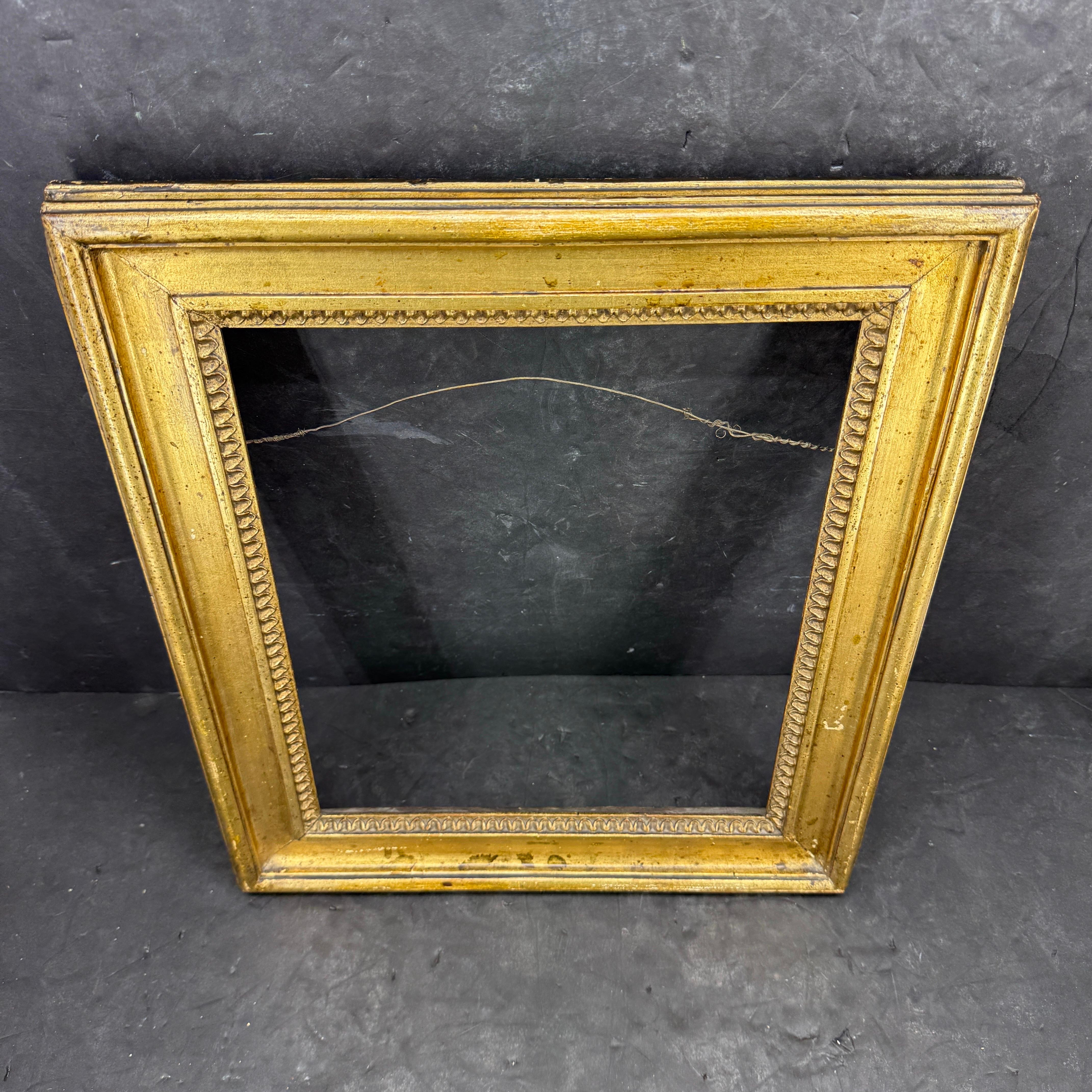 Danish Rectangular Empire Wood Gilt Gold Art Frame In Good Condition For Sale In Haddonfield, NJ