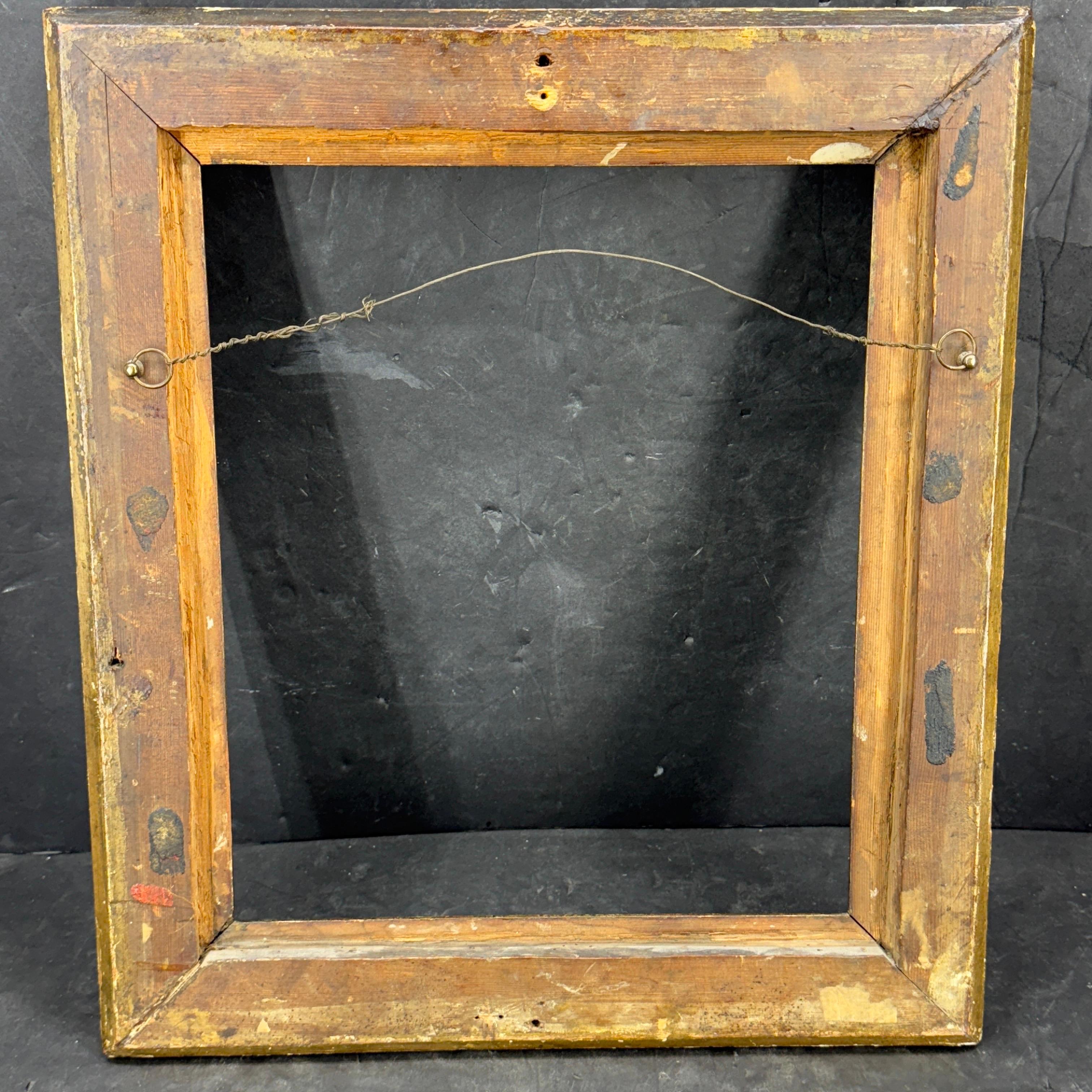 19th Century Danish Rectangular Empire Wood Gilt Gold Art Frame For Sale