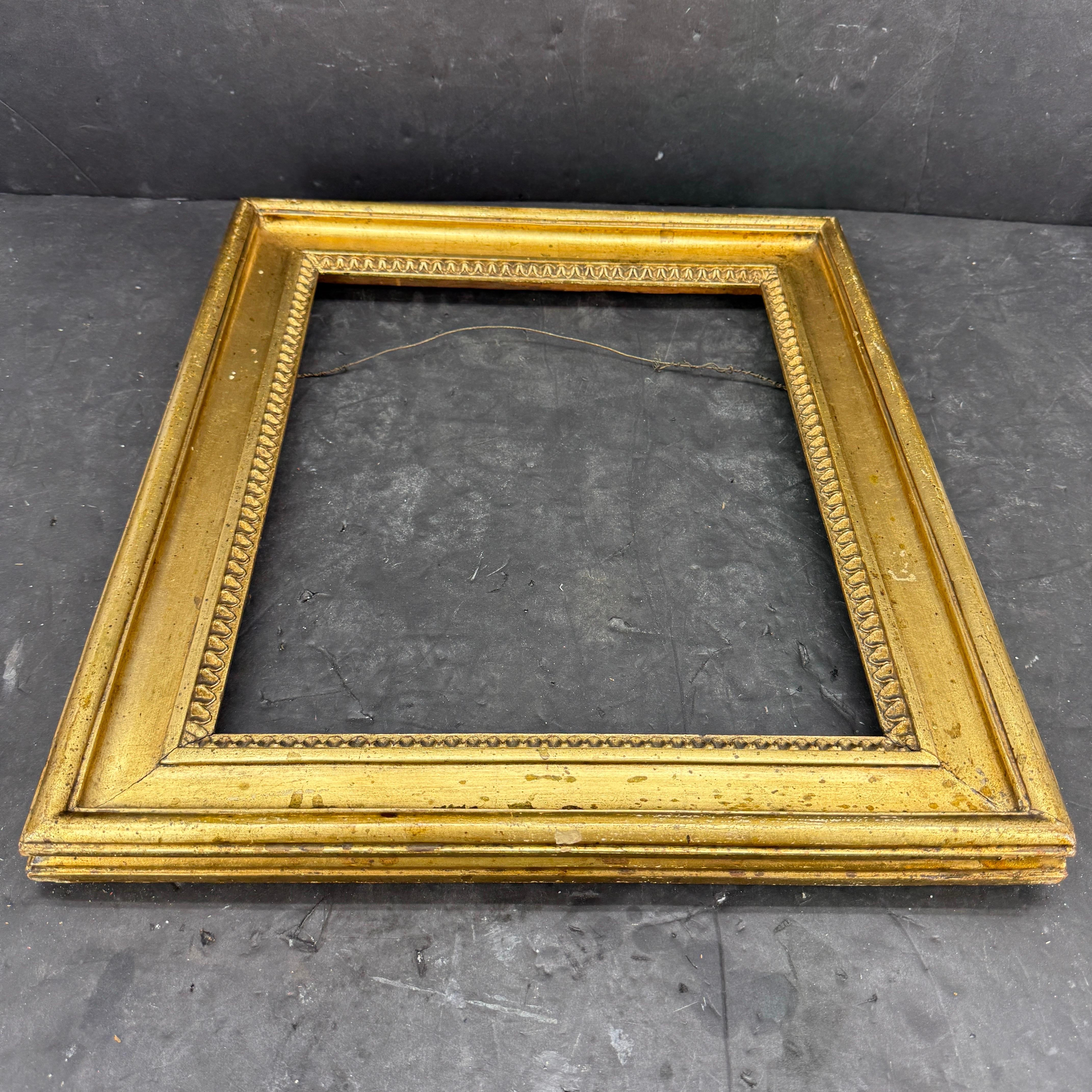 Danish Rectangular Empire Wood Gilt Gold Art Frame For Sale 1