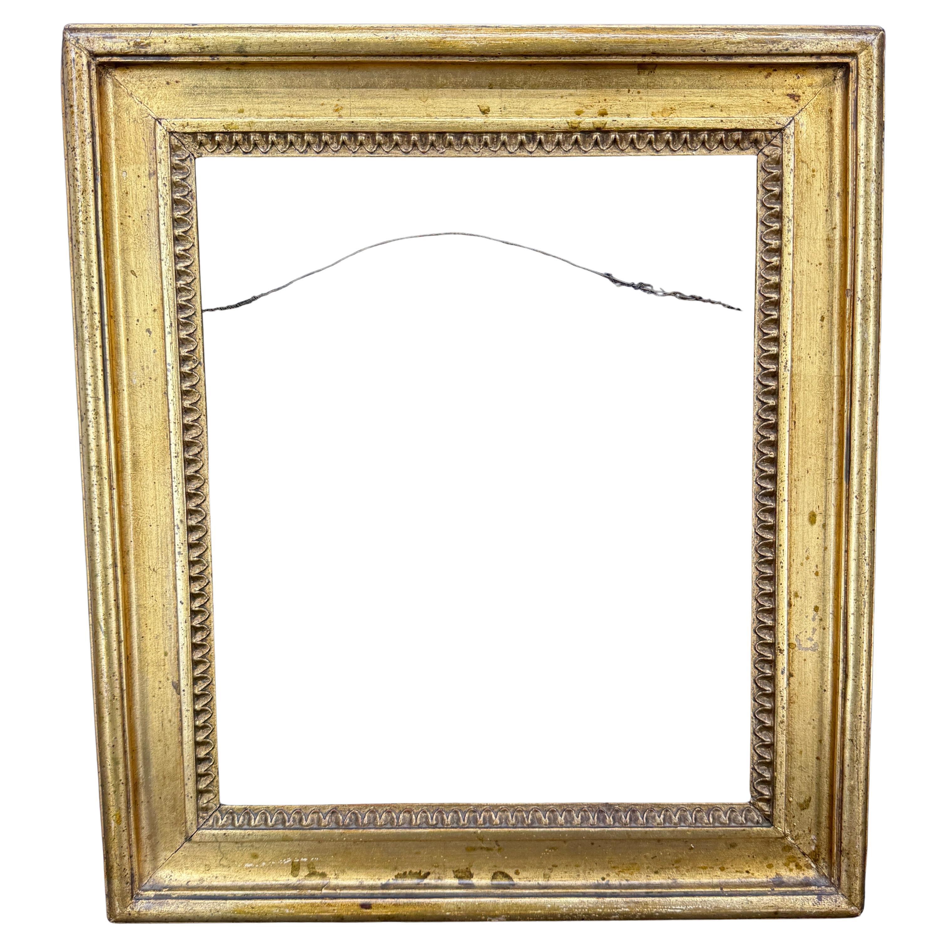 Danish Rectangular Empire Wood Gilt Gold Art Frame For Sale