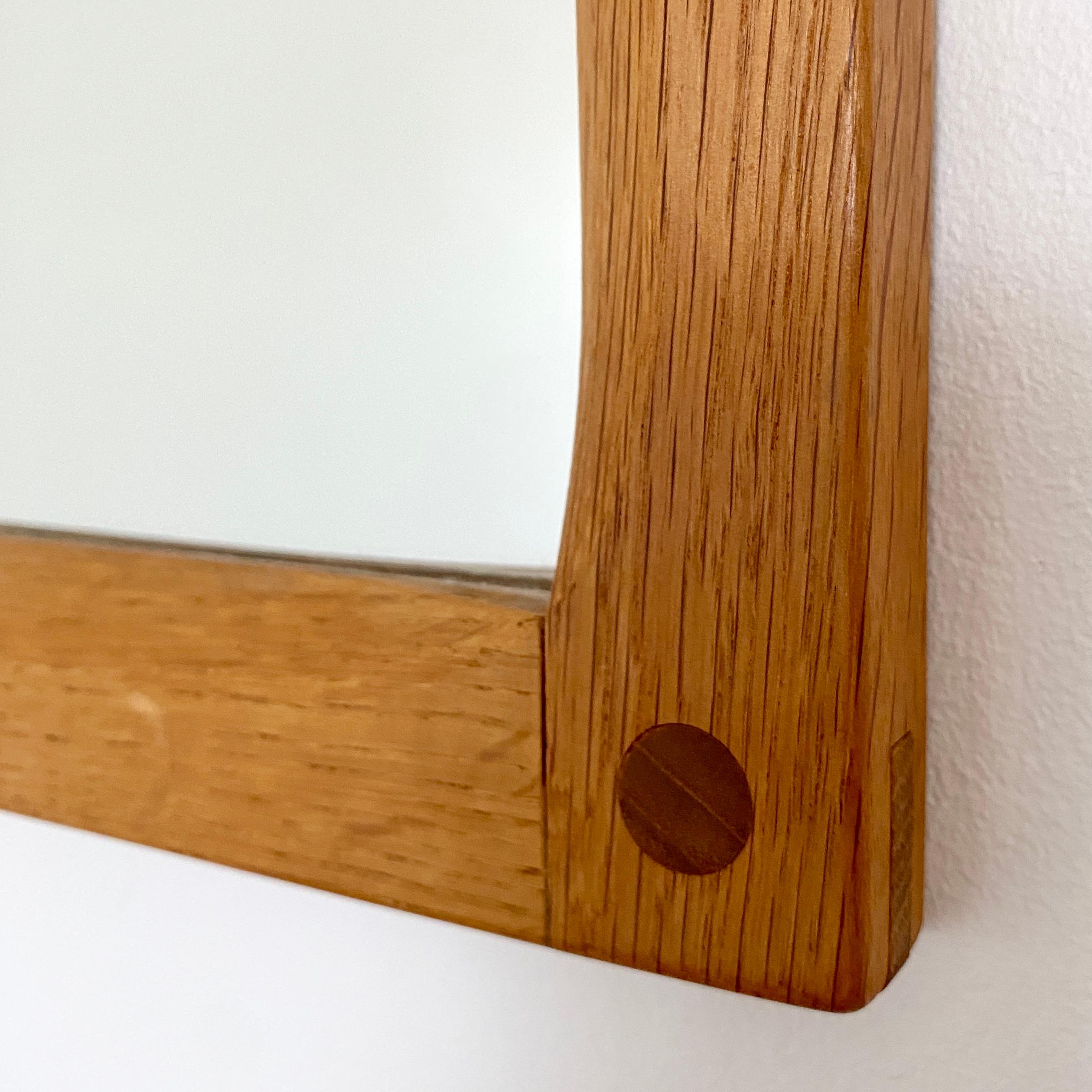 Danish Rectangular Oak and Teak Mirror by Kai Kristiansen for Aksel Kjersgaard For Sale 3