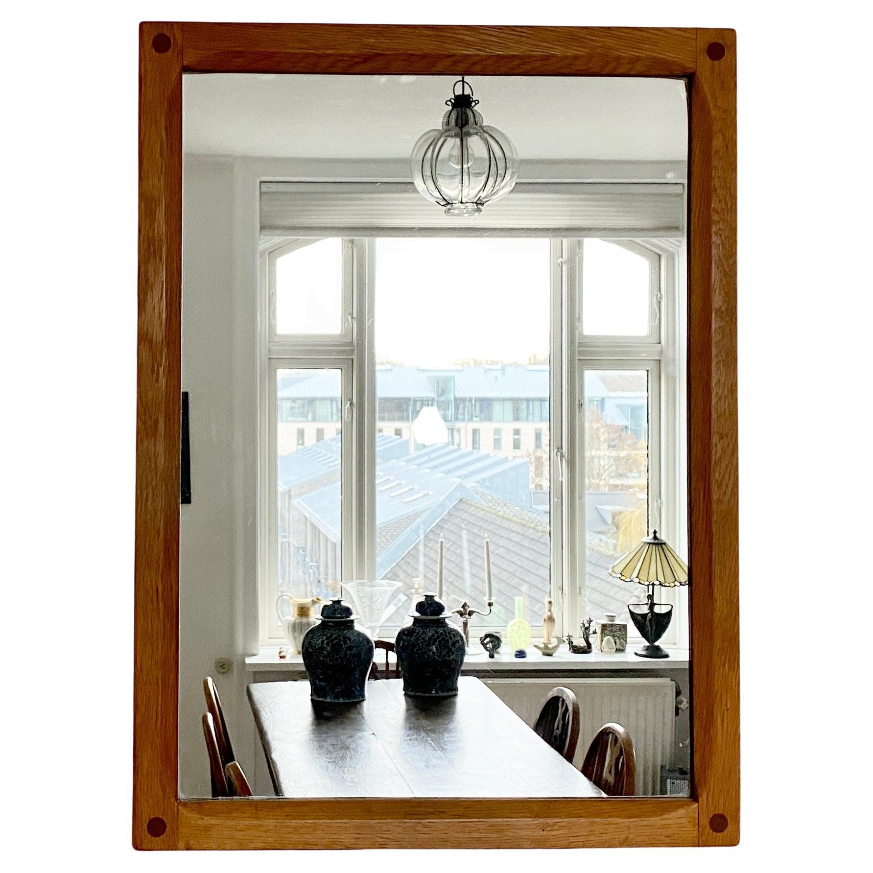 Scandinavian Modern Danish Rectangular Oak and Teak Mirror by Kai Kristiansen for Aksel Kjersgaard For Sale