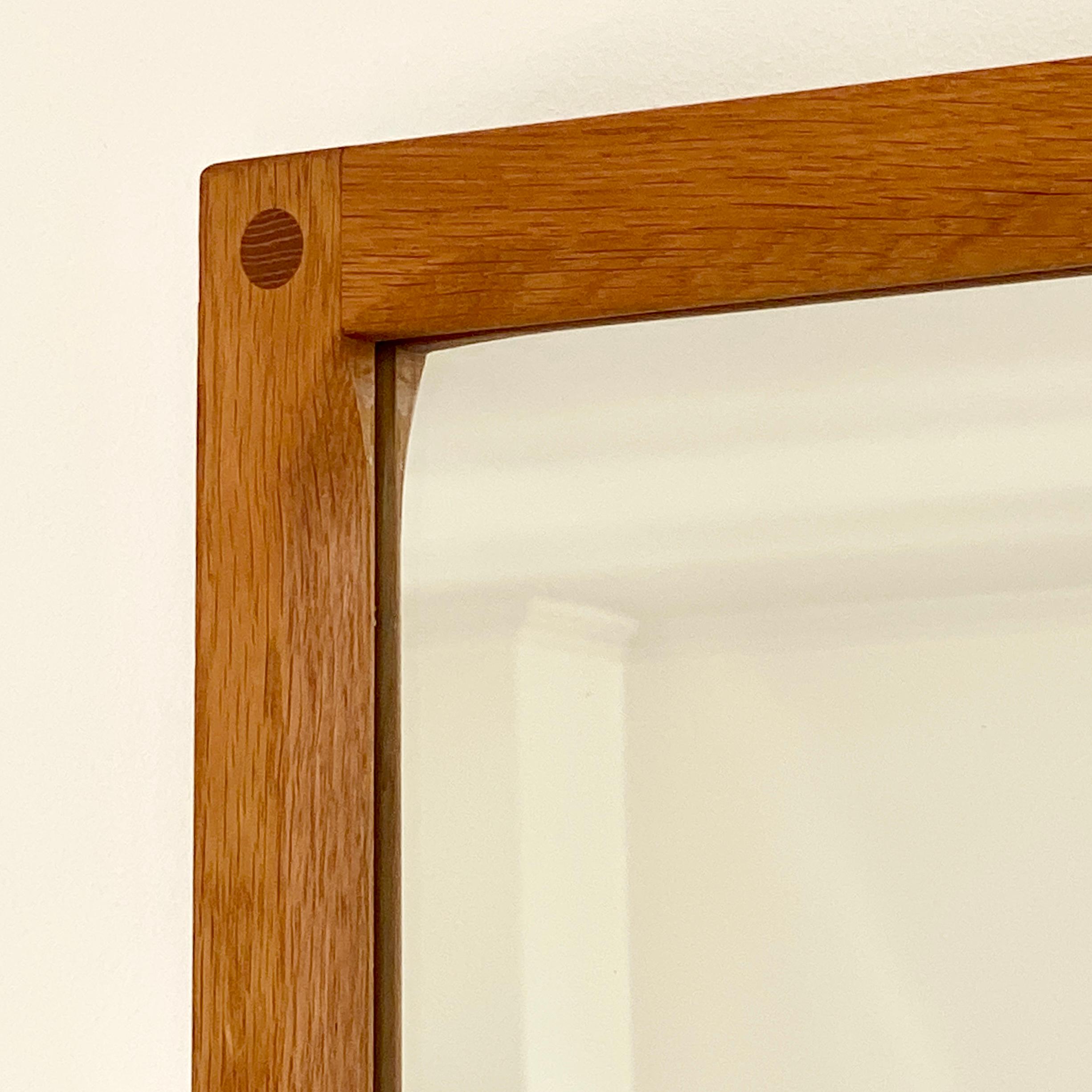 Hand-Crafted Danish Rectangular Oak and Teak Mirror by Kai Kristiansen for Aksel Kjersgaard For Sale
