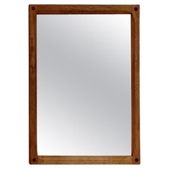 Danish Rectangular Oak and Teak Mirror by Kai Kristiansen for Aksel Kjersgaard