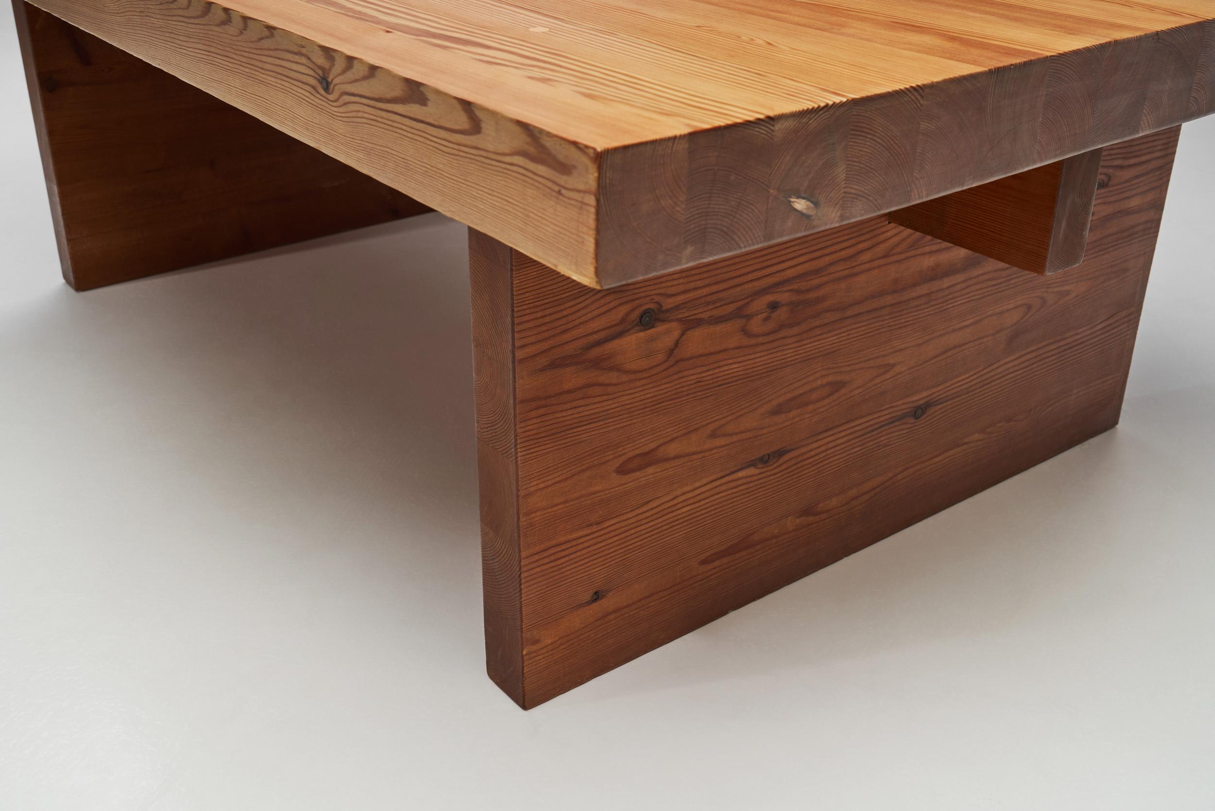 Danish Rectangular Pine Coffee Table, Denmark, ca 1970s For Sale 9