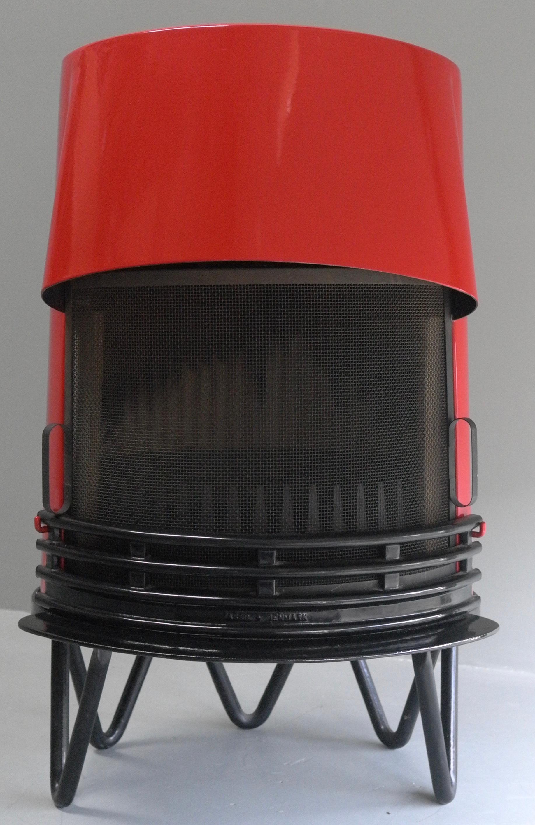 Mid-Century Modern Danish Red Enameled Fireplace by Architectural Firm Hoff & Windinge for Tasso For Sale