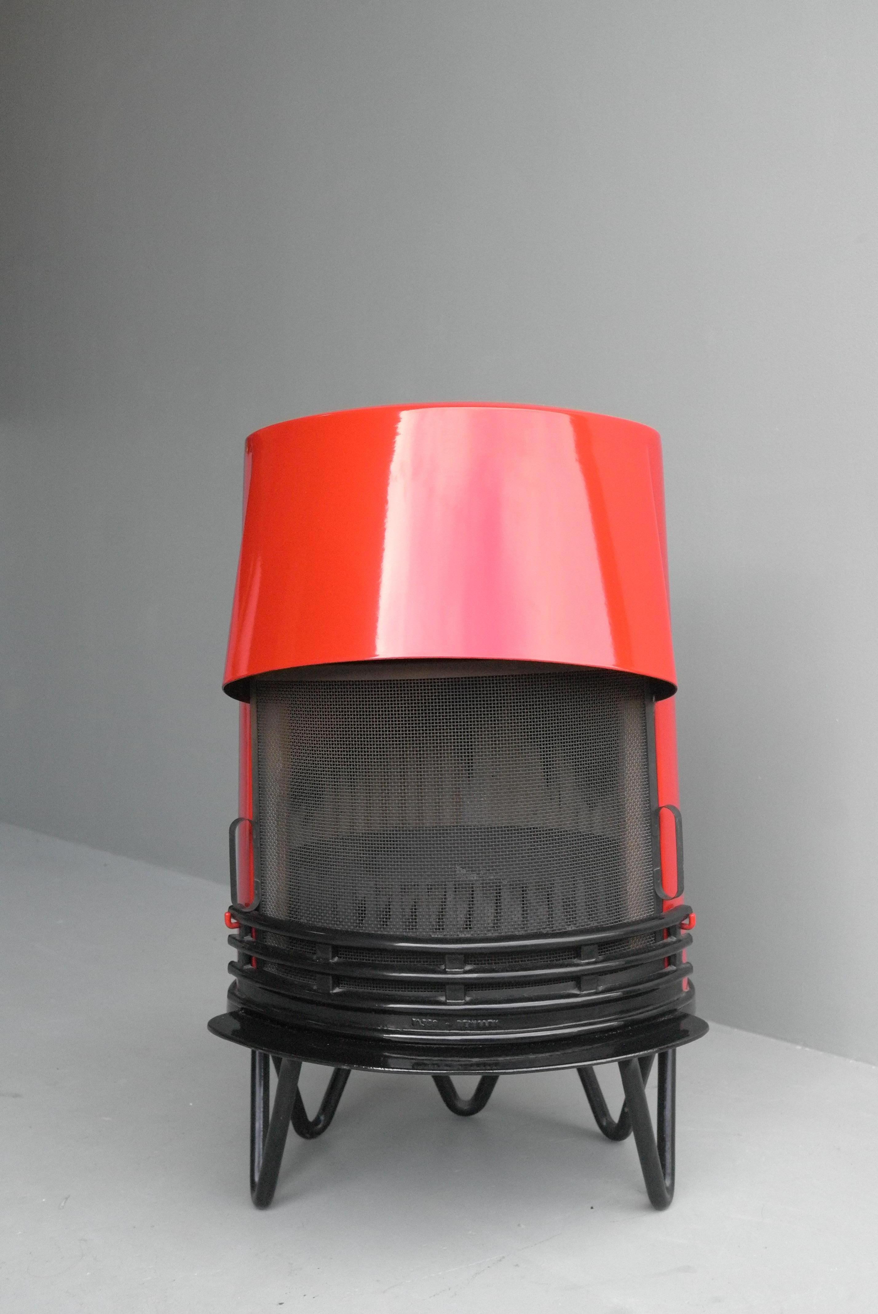 Danish Red Enameled Fireplace by Architectural Firm Hoff & Windinge for Tasso For Sale 1