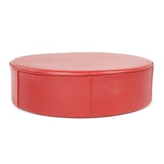 Danish Red Leather Pouf by Ivan Schlechter