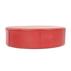 Danish Red Leather Pouf by Ivan Schlechter
