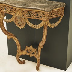 Danish Regency Console Table with Grey Marble Top