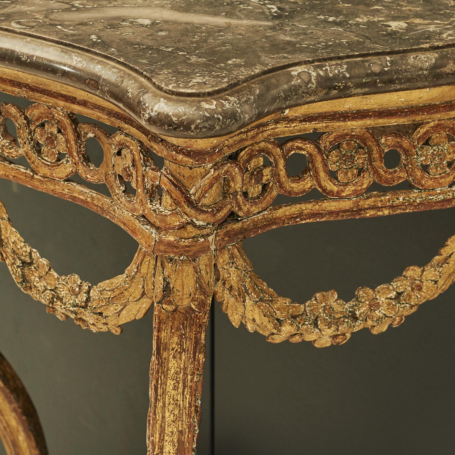 Danish Regency Console Table with Grey Marble Top 1